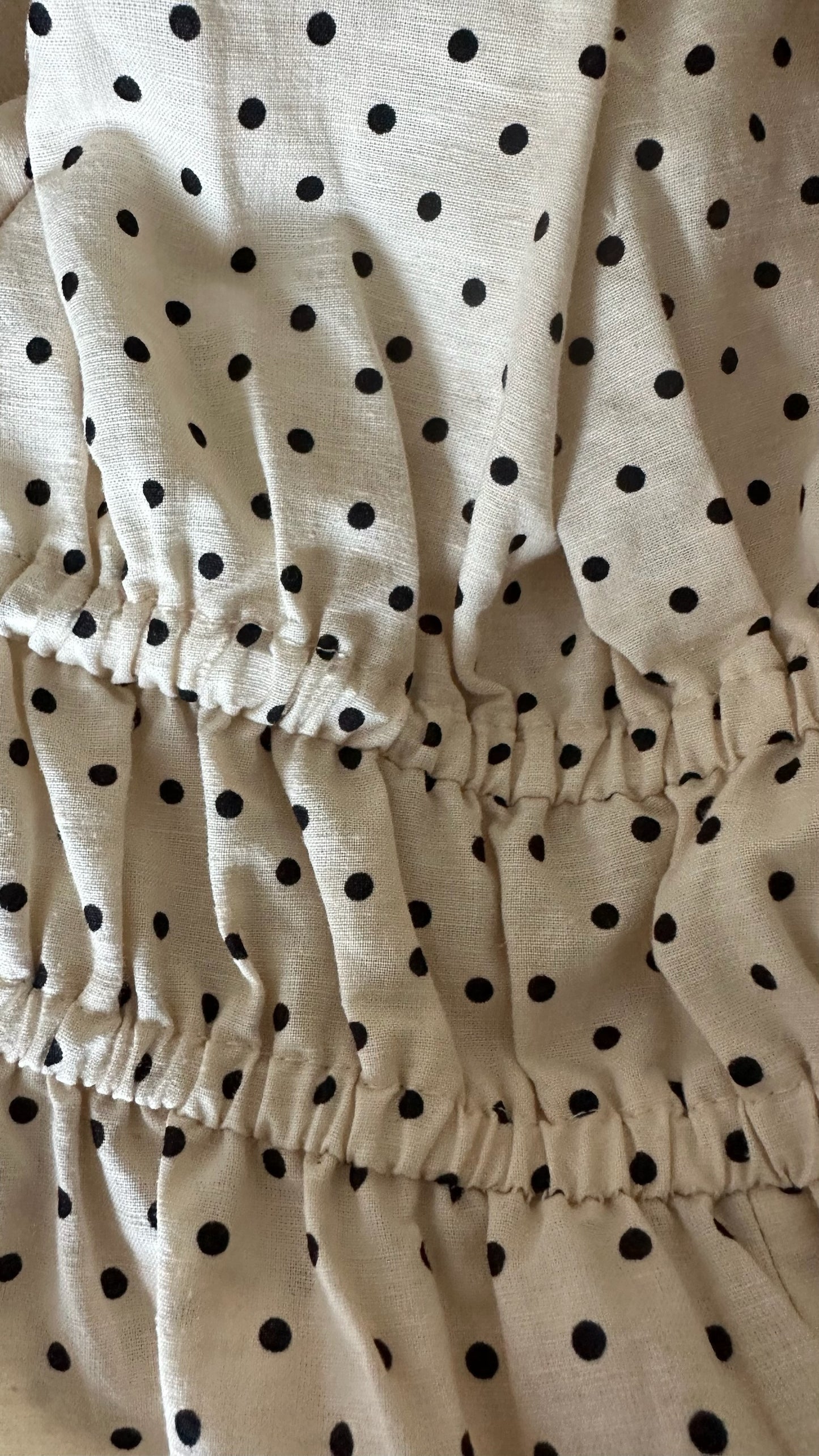 Nobodys child linen blend cream black polka dot shirt bust jumpsuit medium UK 14 vgc