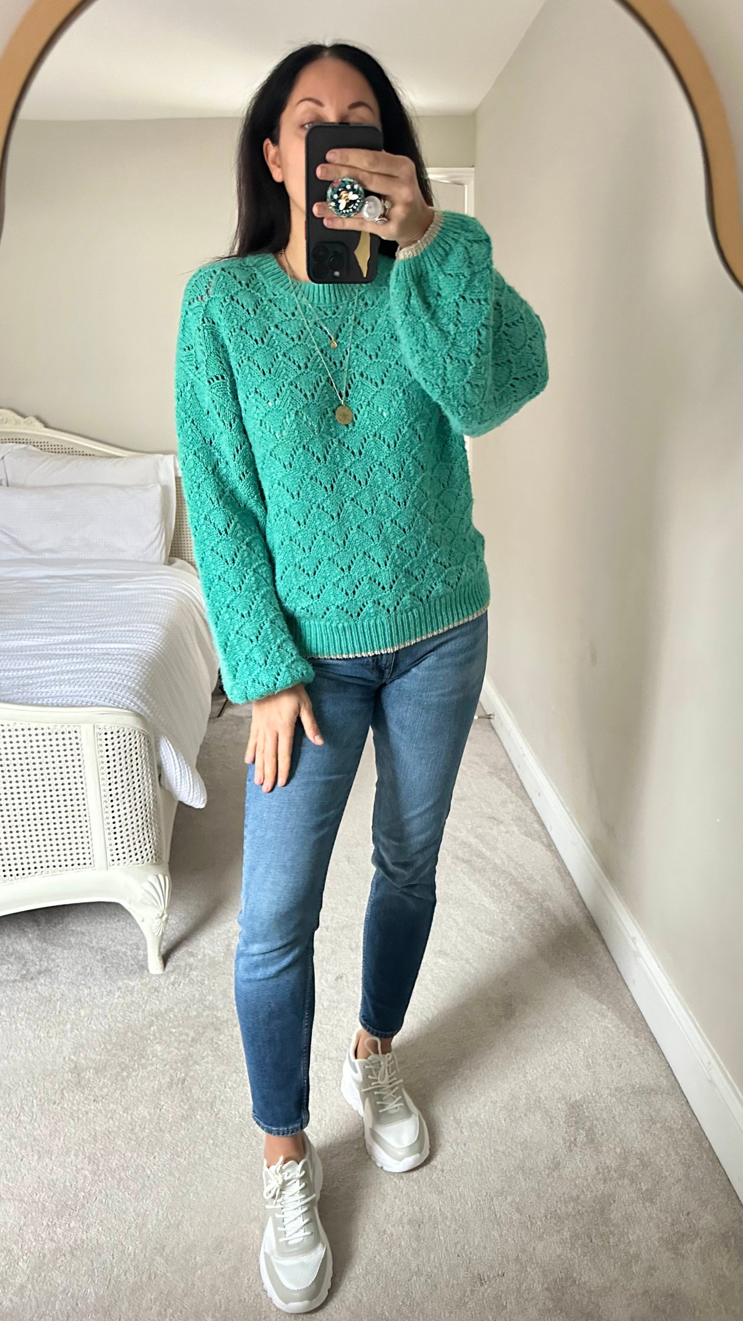 Oliver Bonas turquoise blue green  knitted jumper medium large UK 10 12 vgc