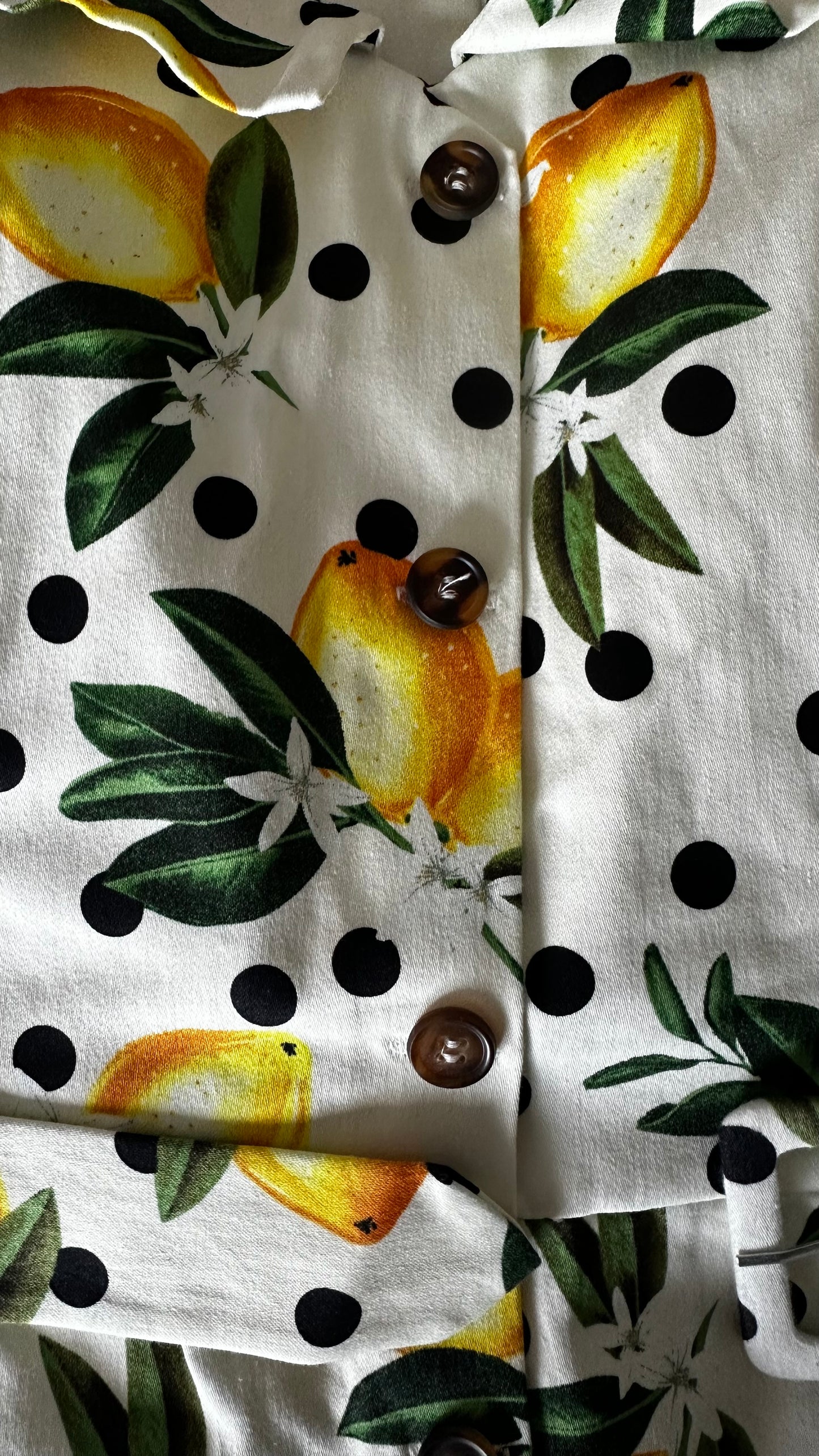 Oasis lemon print polka dot button up event dress wedding guest medium UK 14 new