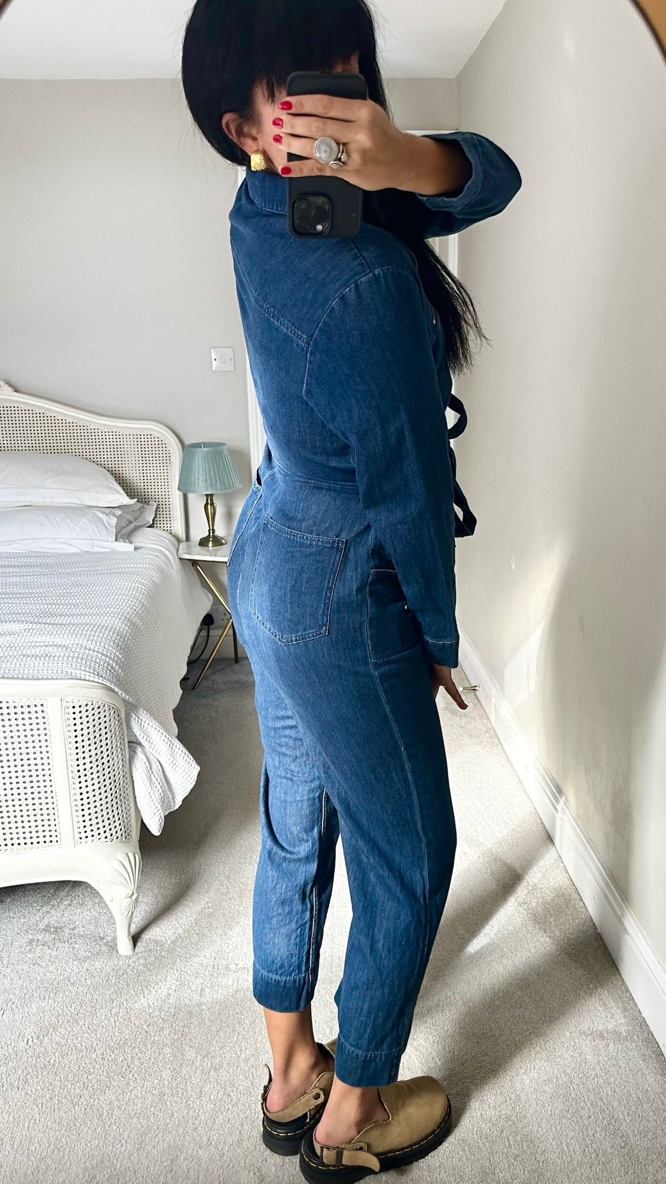 & other stories navy blue denim jumpsuit large UK 12 vgc