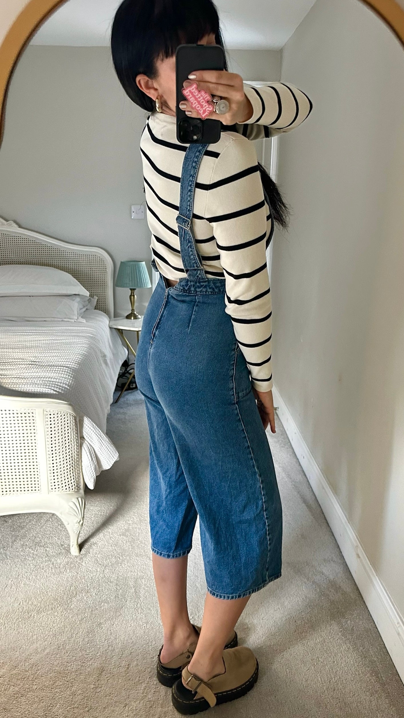 Topshop cropped denim dungaree jumpsuit small UK 8 vgc