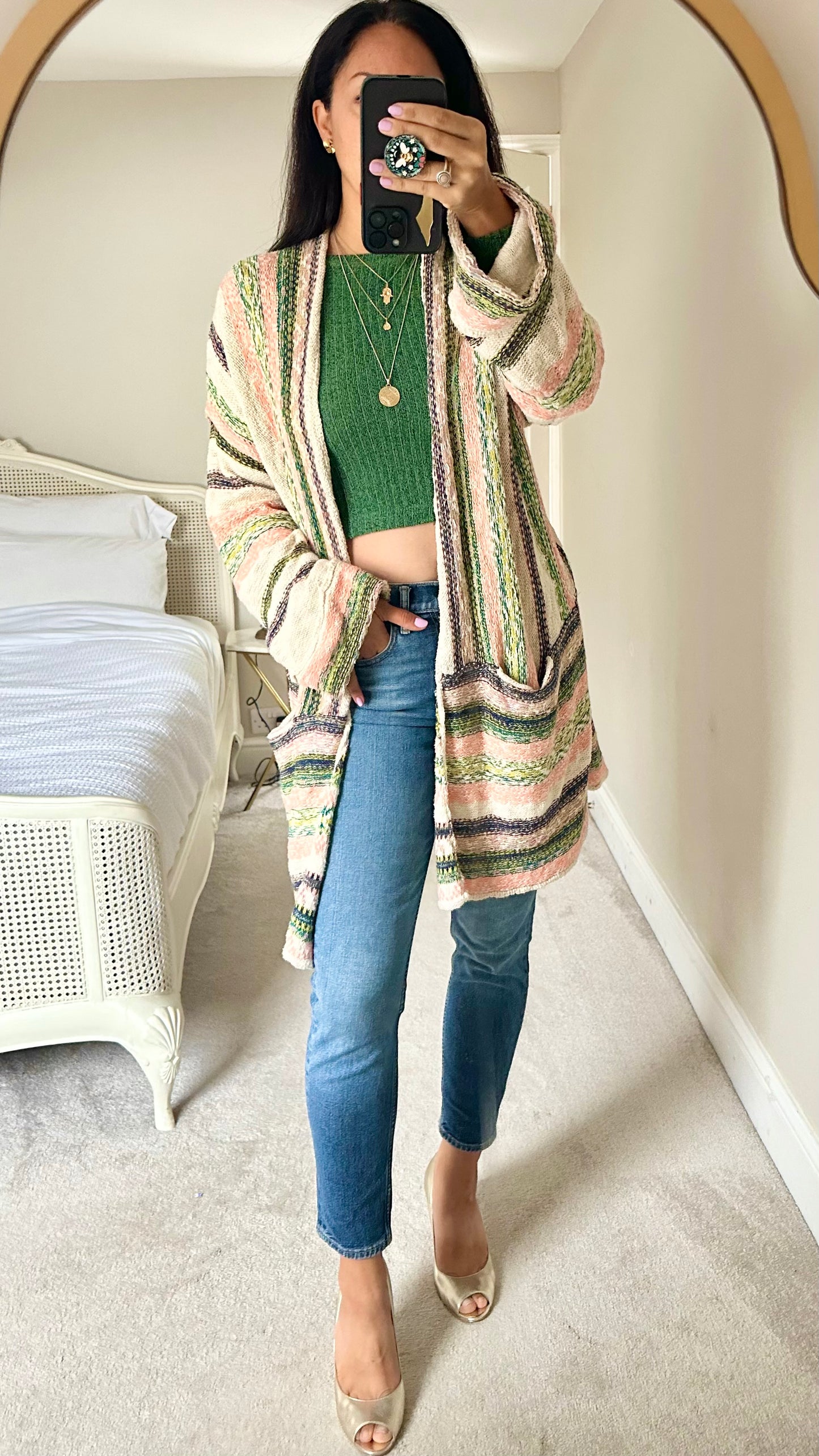 Pilcro @ Anthropologie cotton blend oversized boho long line cardigan medium / large UK 12-14 vgc