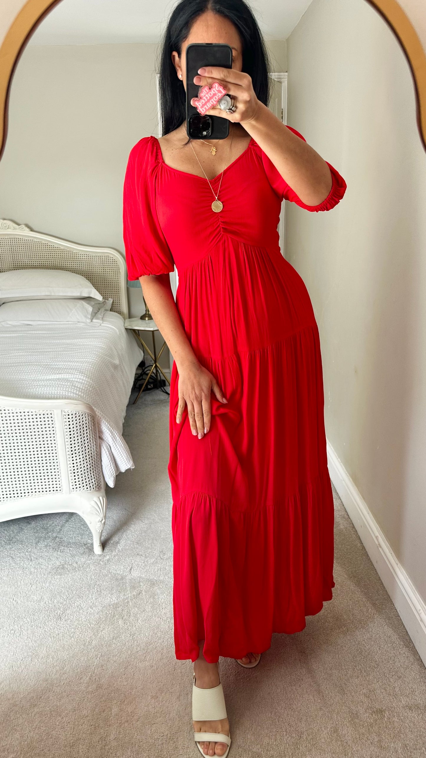 Mint Velvet bright red maxi long event wedding guest dress small UK 8 vgc