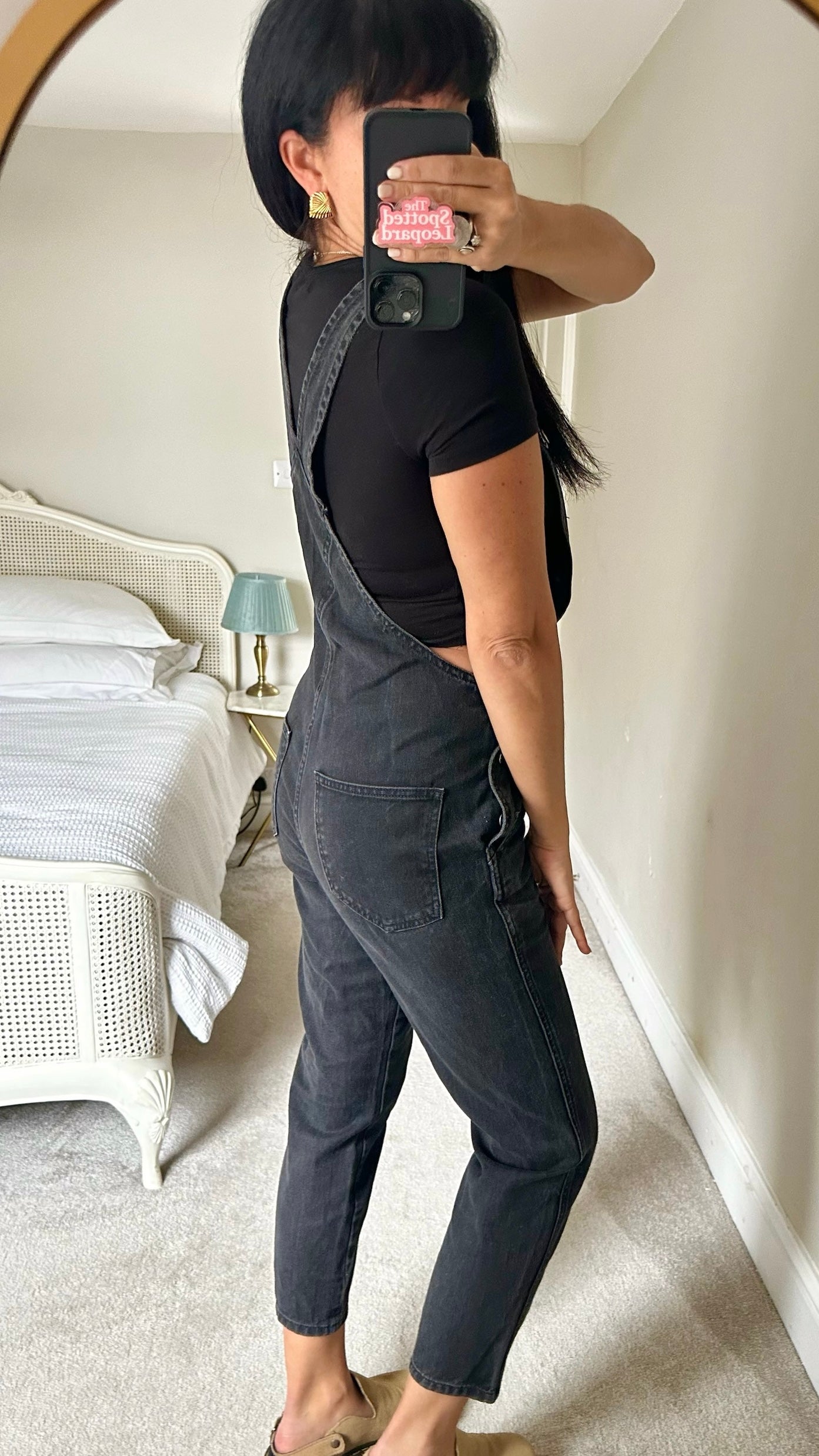 Topshop black charcoal denim jeans dungarees jumpsuit playsuit medium UK 10 vgc