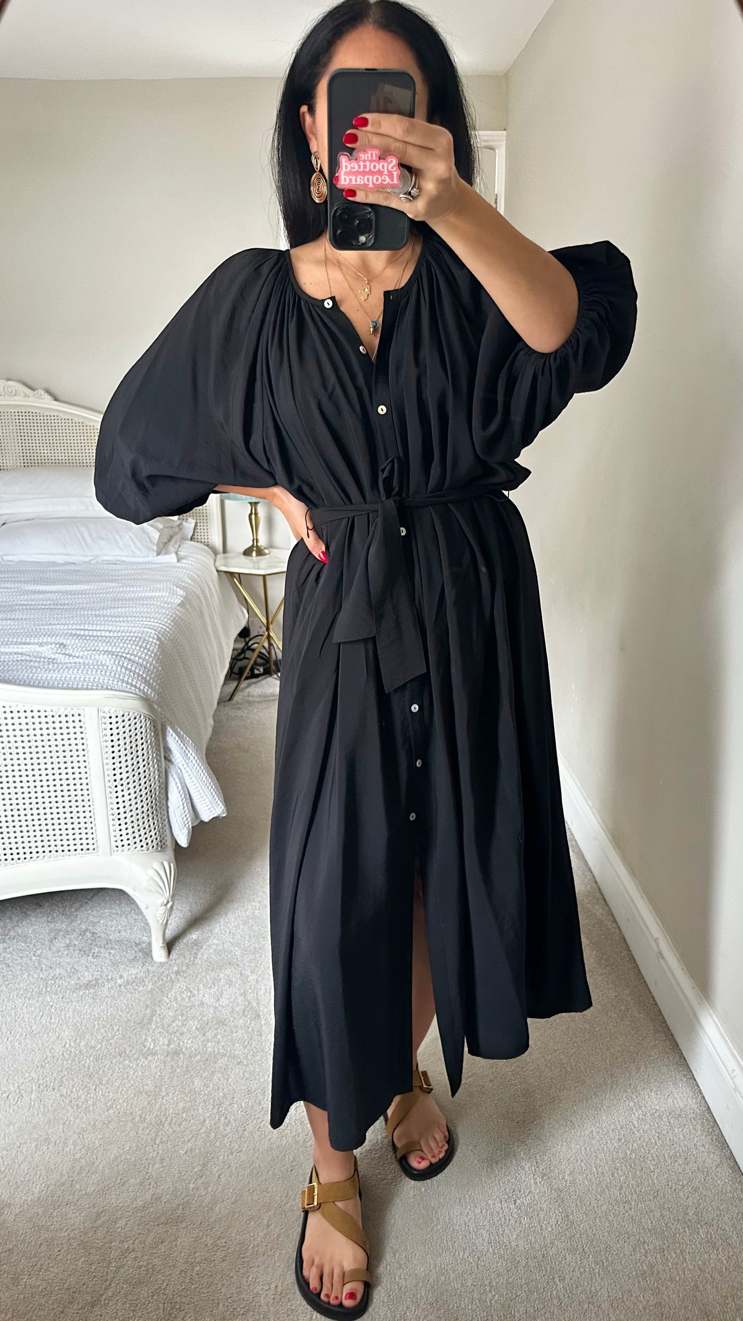 & other stories black button up oversized dress medium UK 12-14 vgc