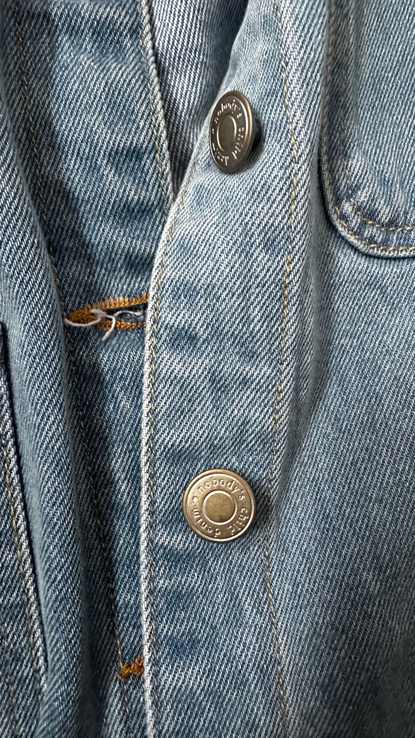 Nobody’s Child light blue denim button up casual dress mini small UK 8 vgc