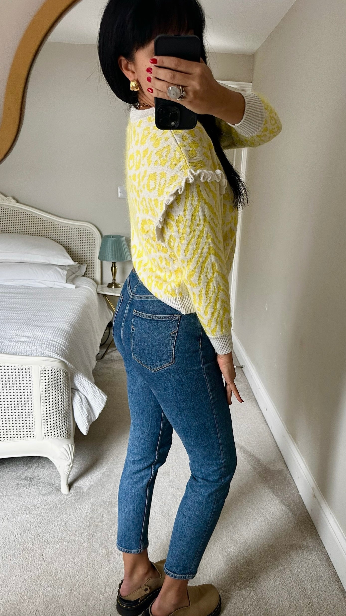 Hush white yellow knitted mohair blend jumper extra small UK 6-8 vgc