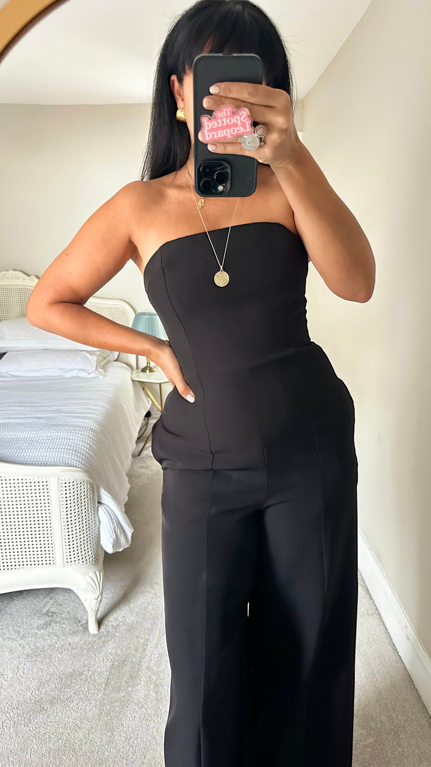 Anthropologie black strapless evening event jumpsuit playsuit medium UK 10 event w25