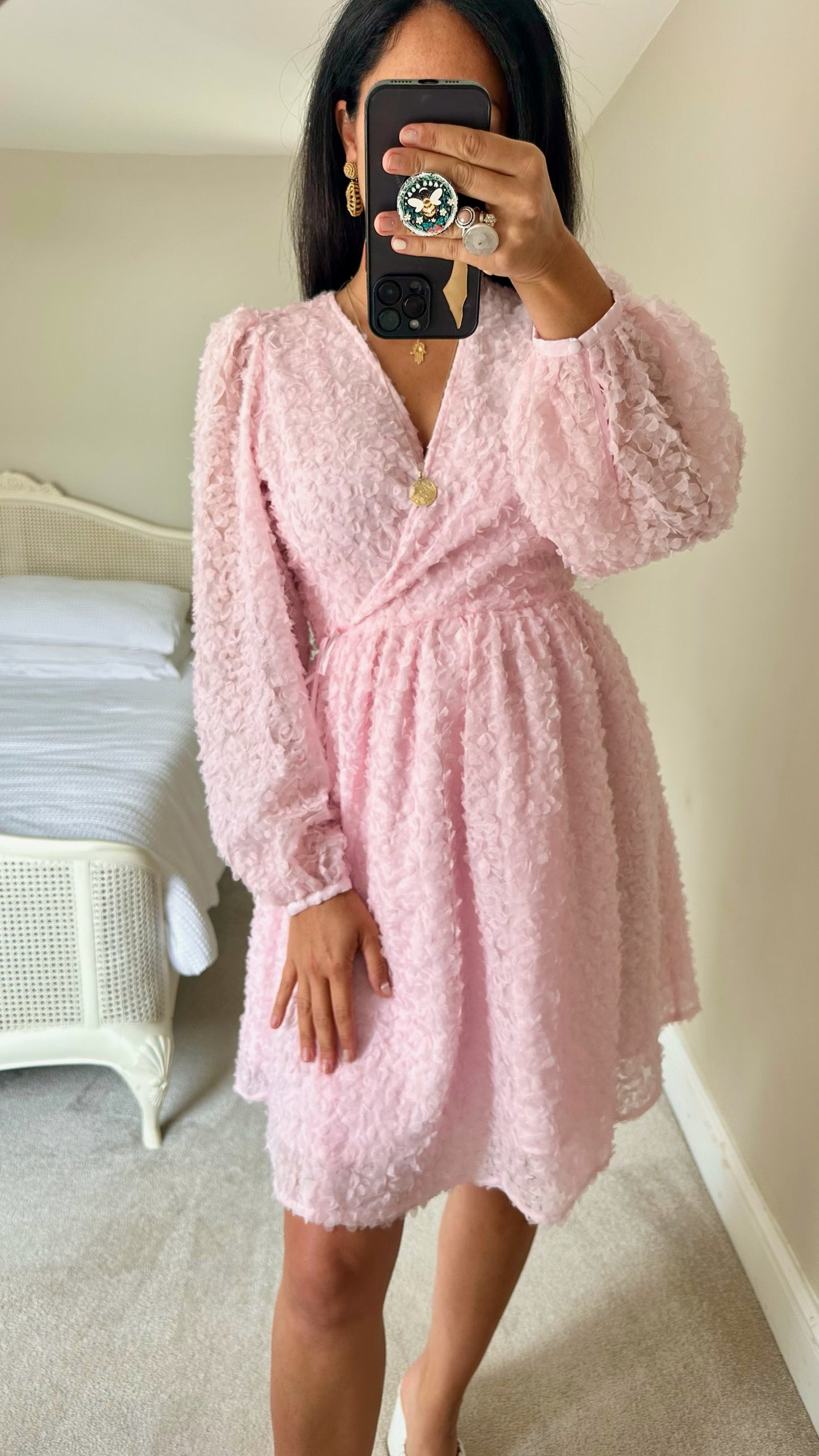 Selected Femme @ Anthropologie rose pink applique wedding guest event dress small UK 8  new bnwt