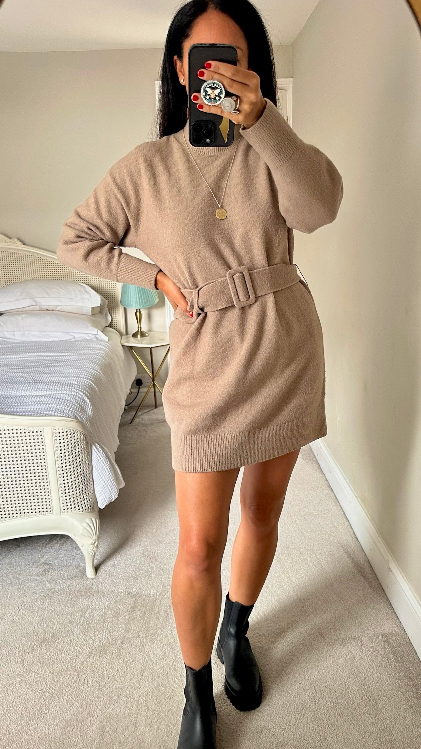 & other stories caramel mocha knitted jumper dress medium UK 10-12 vgc w25