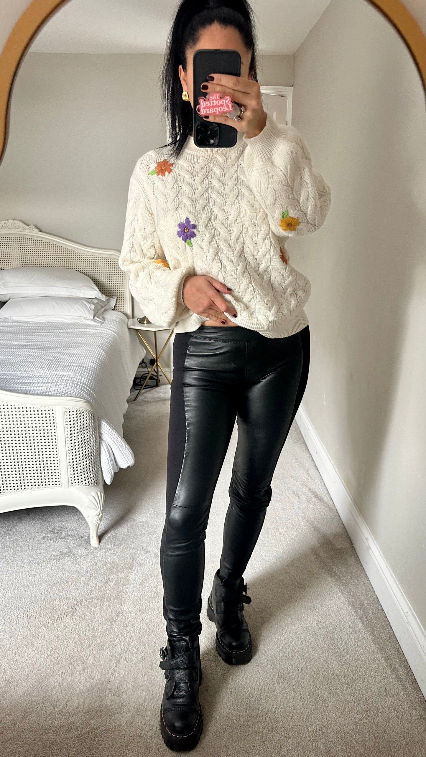 Selected Femme @ Anthropologie black leather leggings trousers small UK 8 vgc