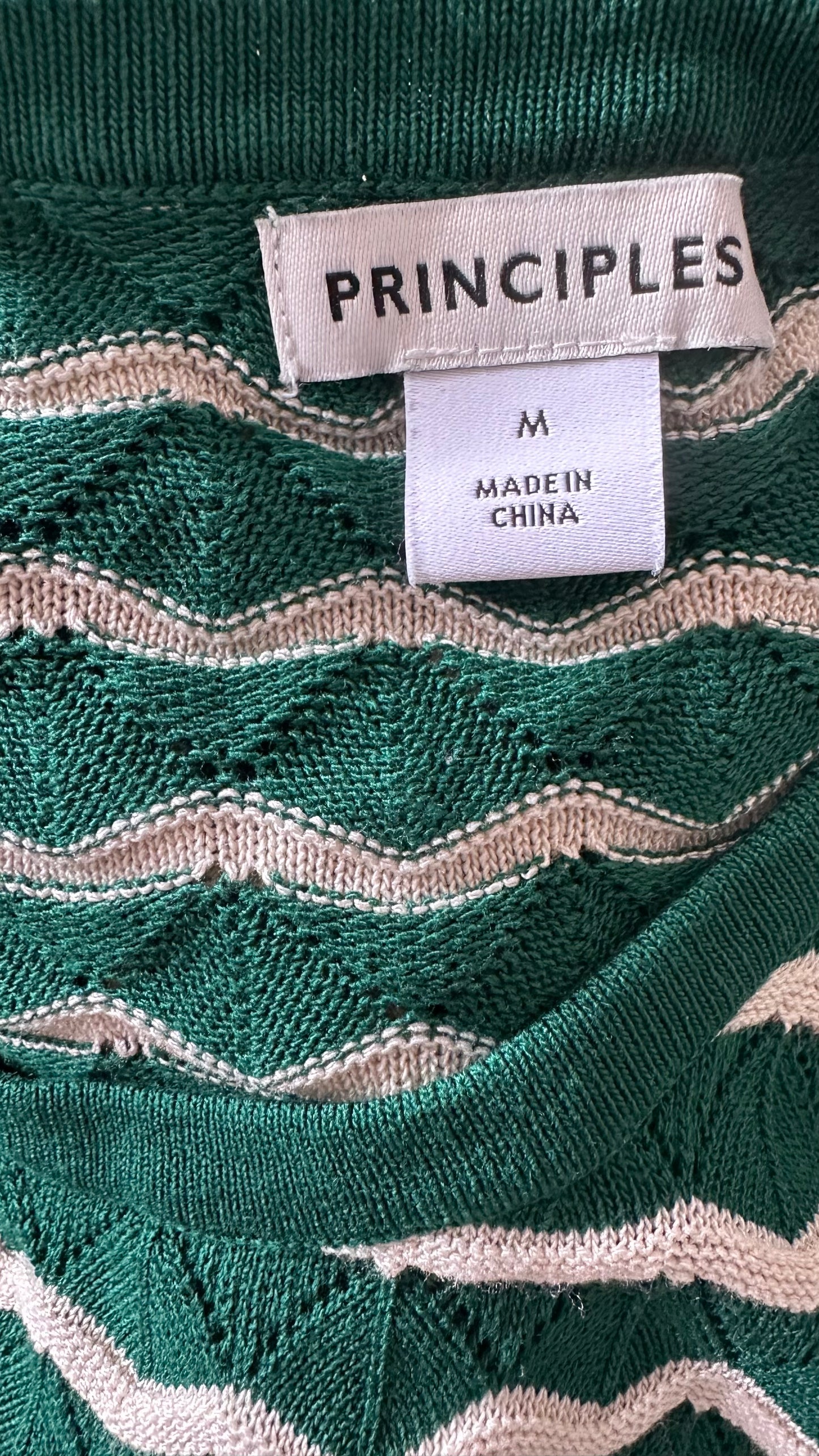 Principles deep forest green wavey knitted midi long dress medium UK 12-14 vgc
