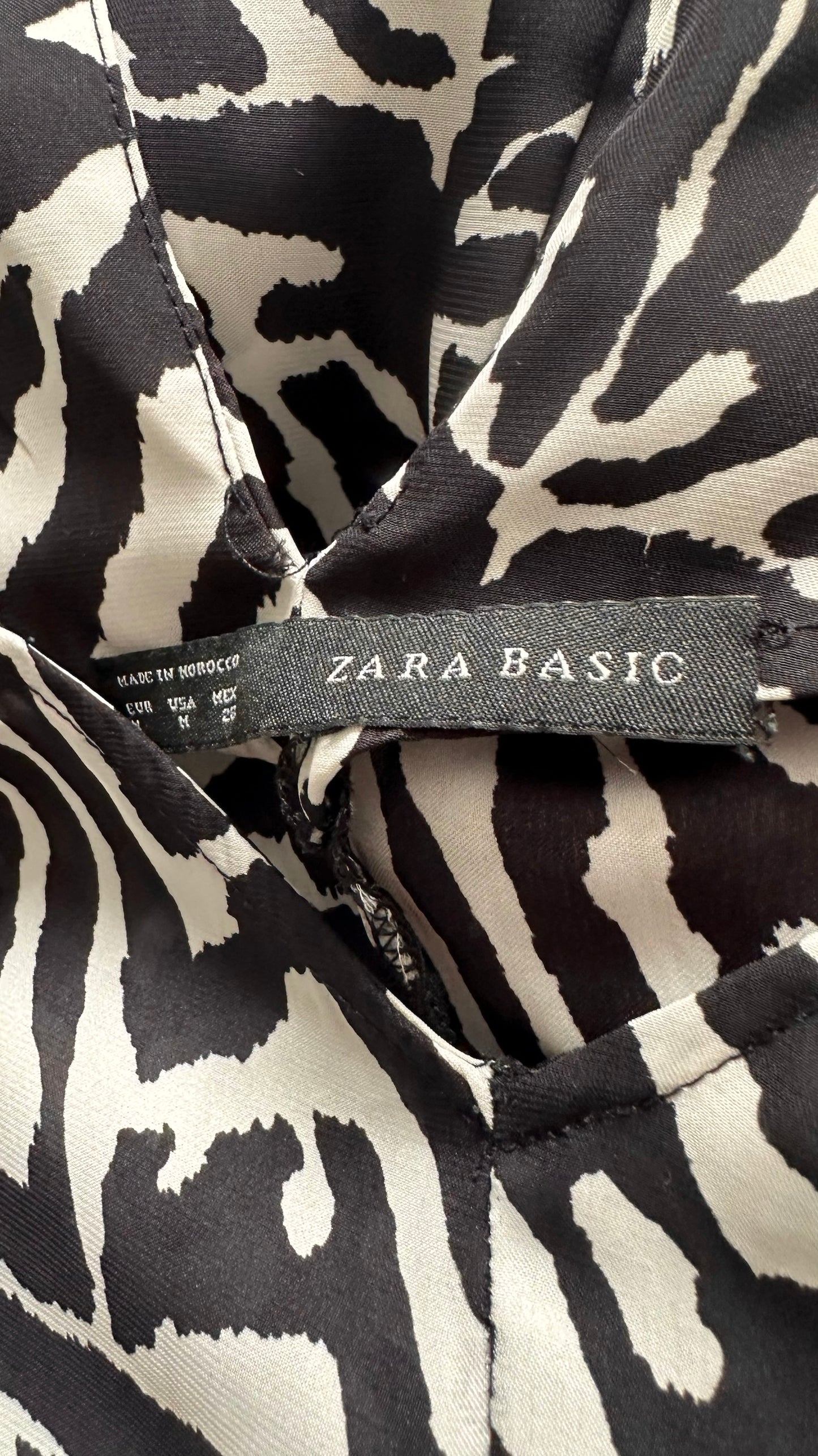 Zara black white zebra animal print jumpsuit medium M UK 10 12 vgc