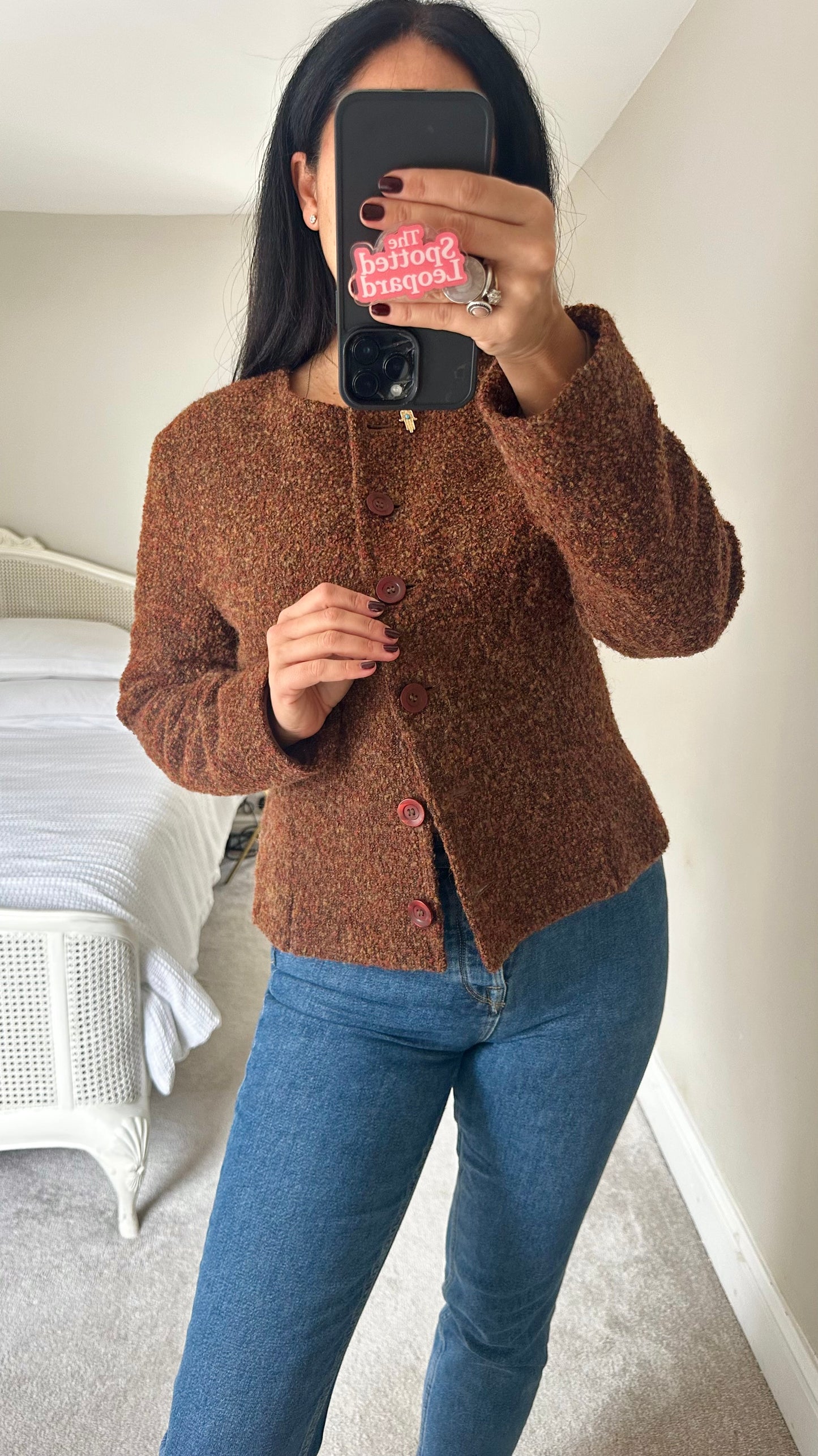 Nightingales brown vintage wool blend jacket coat large extra large UK 14 vgc