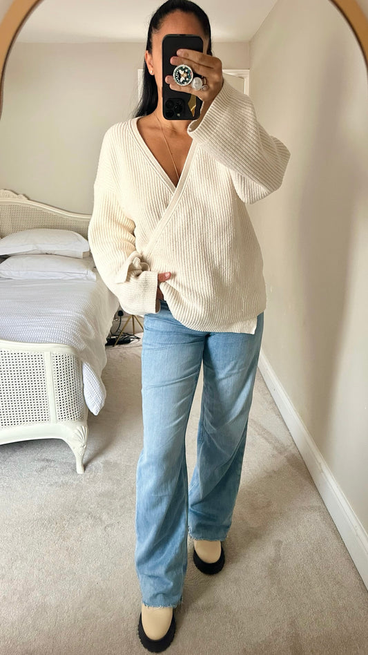 Hush cream knit wrap cardigan jumper XL extra large UK 14 excellent used condition W25