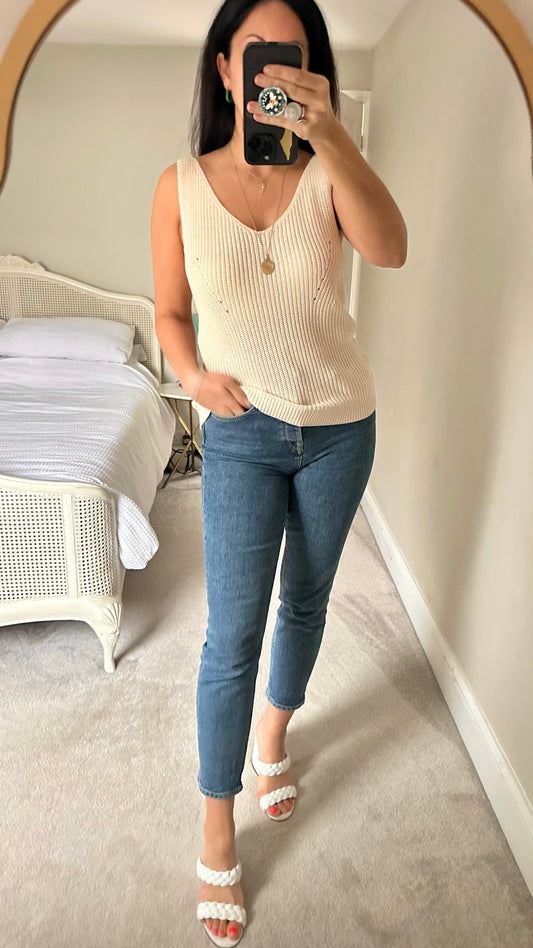 Selected femme @Anthropologie cream knitted vest tank top medium M UK 10 12 vgc