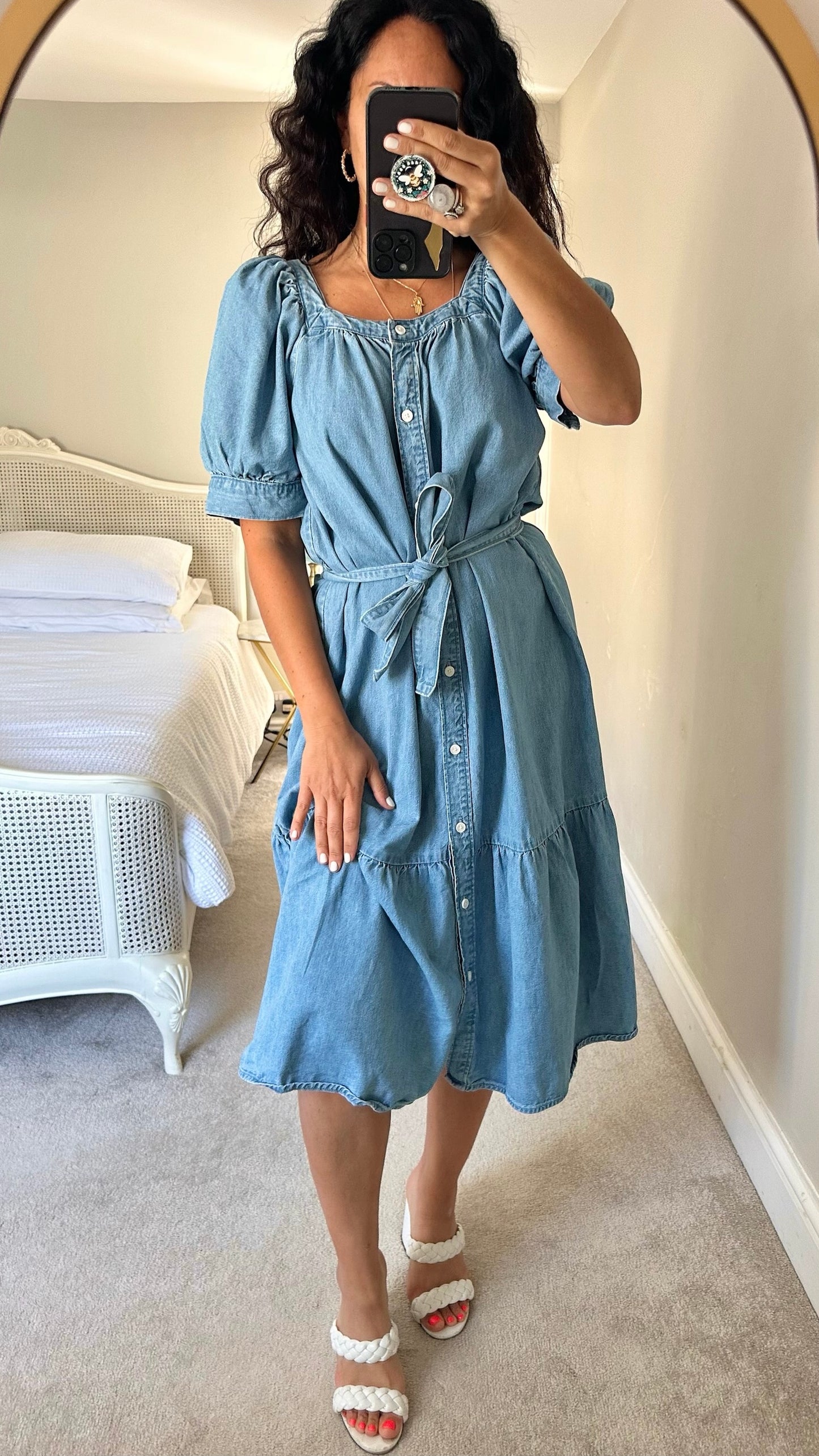 Levi's button up denim midi dress large UK 10-12 vgc