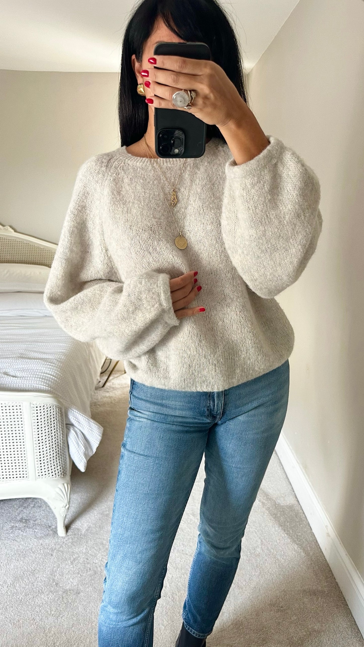 Mint velvet gray alpaca wool blend knitted jumper extra large UK 14 vgc