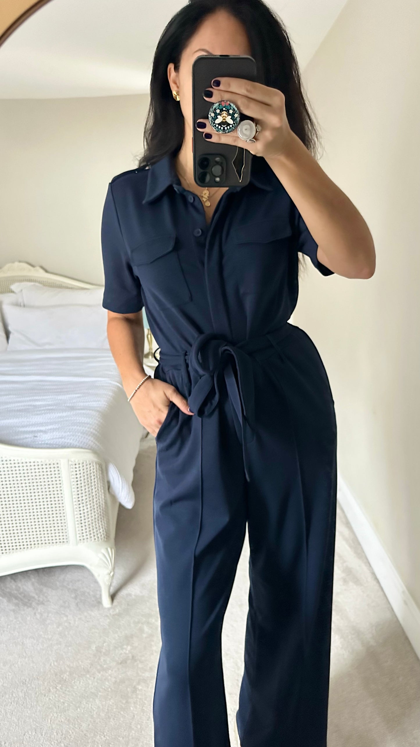 & other stories navy blue jumpsuit Playsuit medium UK 10 12 vgc