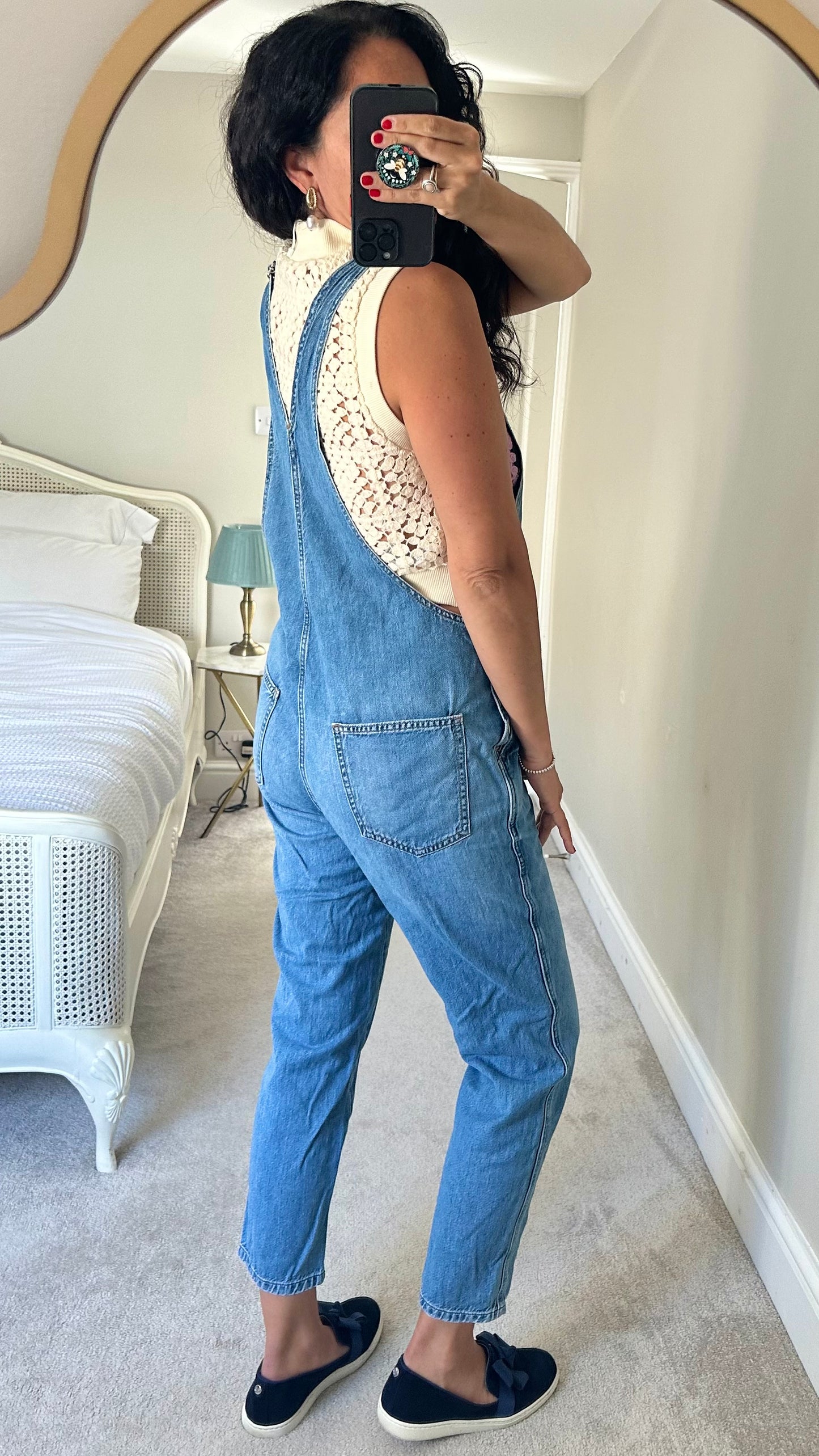 Mango denim jeans jumpsuit dungarees medium UK 10-12 vgc