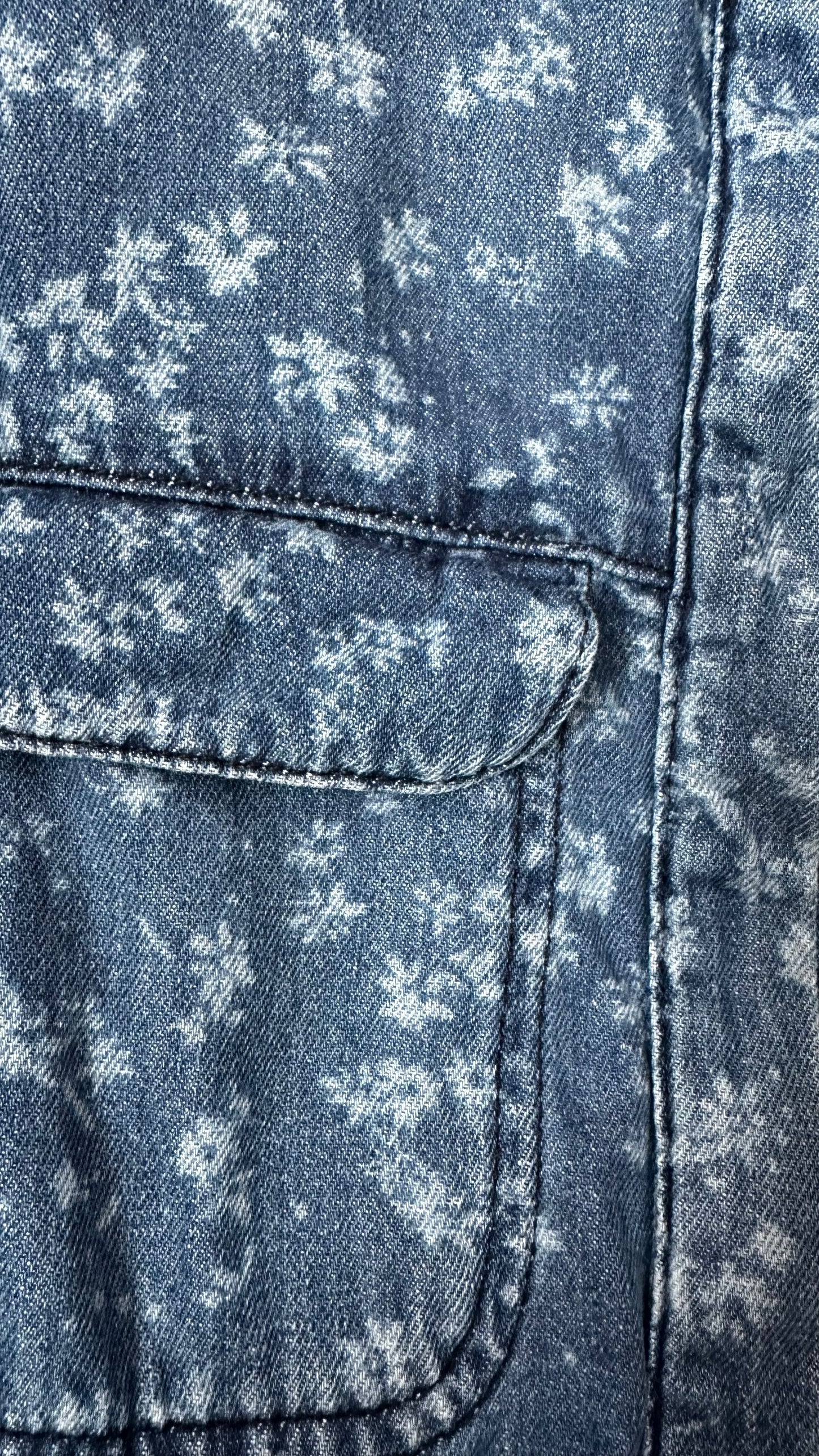 Oliver Bonas blue denim jeans boilersuit jumpsuit floral small UK 8 vgc