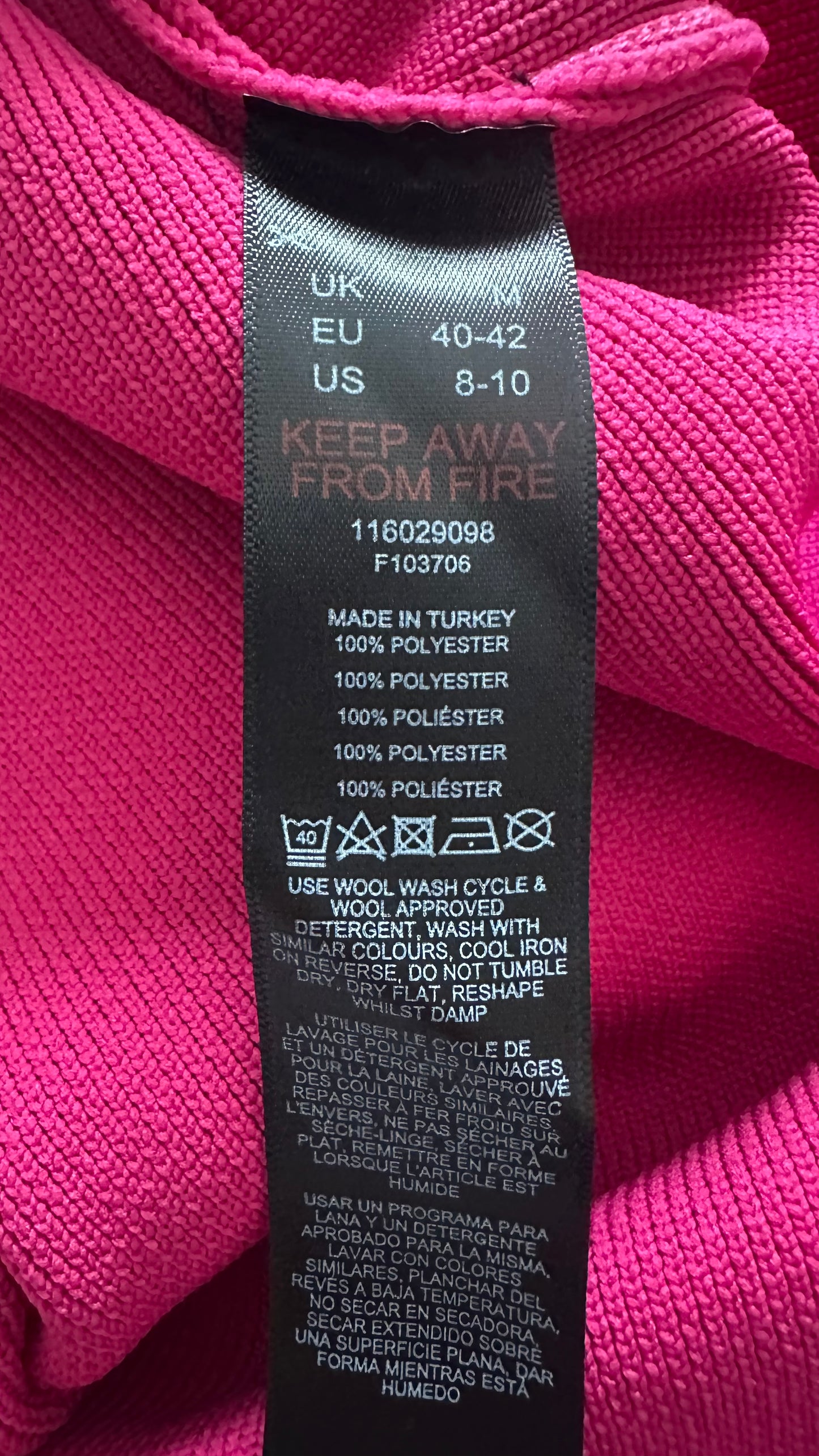 Topshop fuschia pink ribbed evening dress large UK 12 new bnwt XMS25 Christmas event