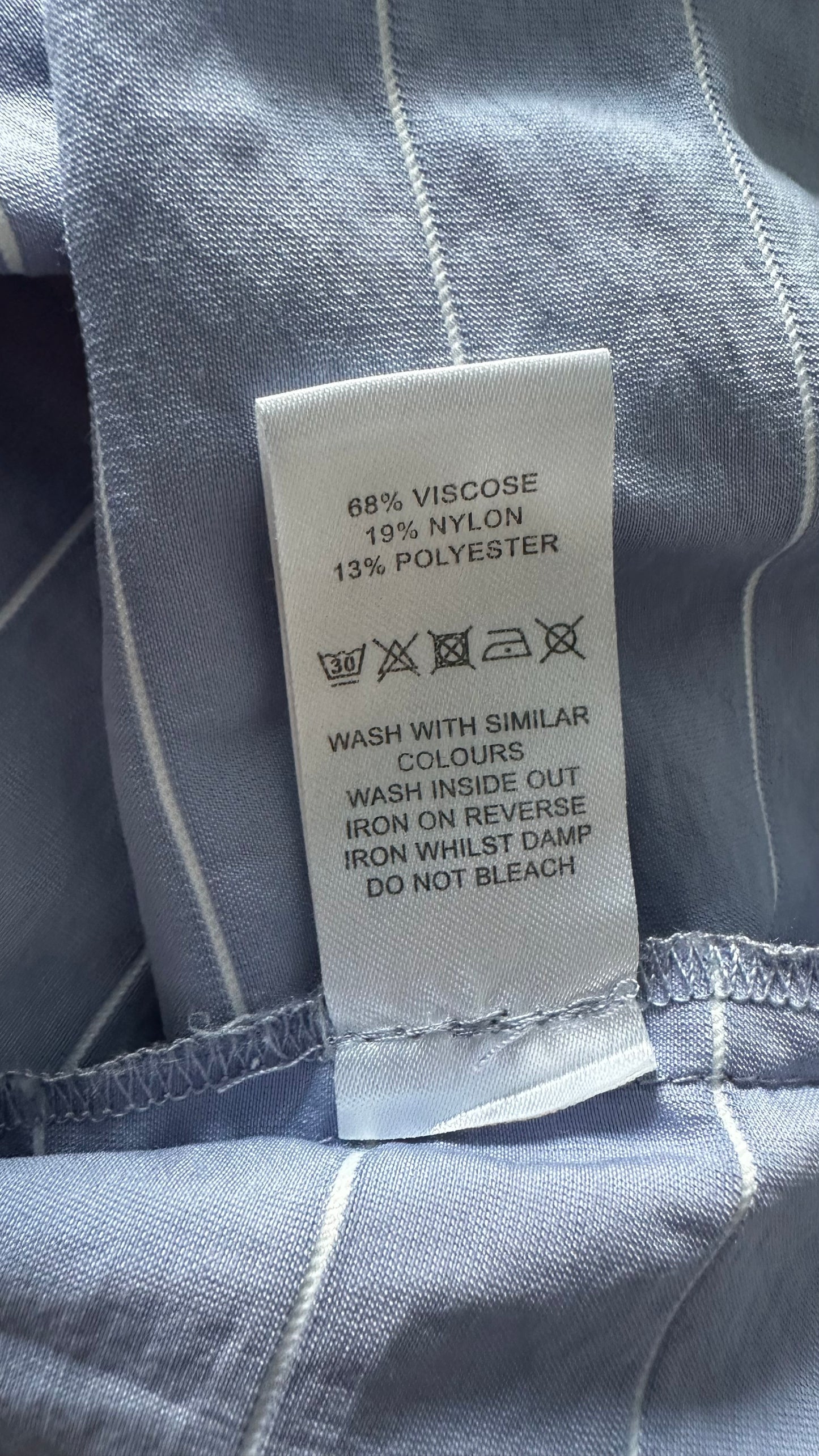 Oliver Bonas light blue white stripe slip midi holiday dress small UK 10 vgc