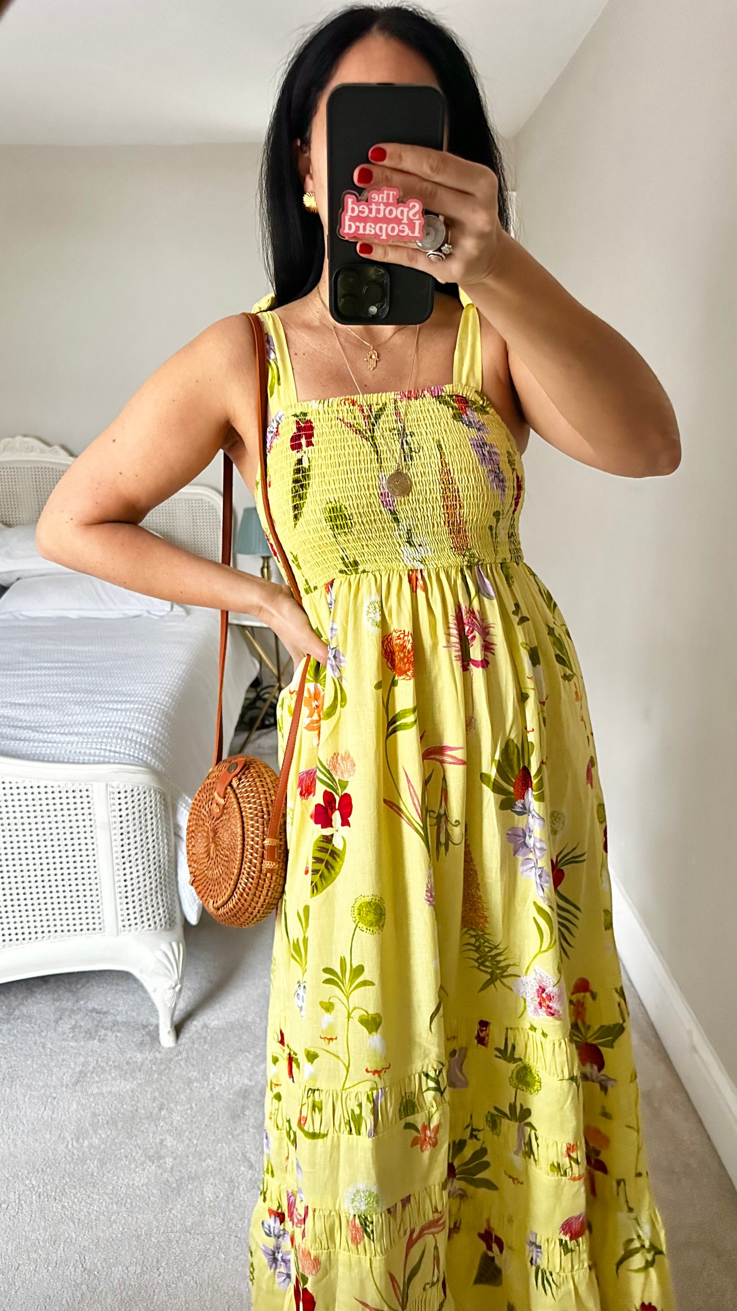 Accessorize yellow lemon maxi tiered holiday linen cotton blend floral long small UK 10 vgc