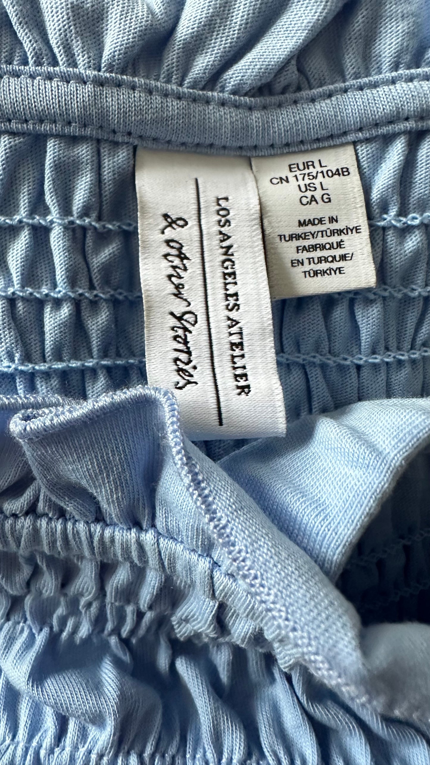 & other stories light blue shirred bust sun dress large holiday UK 14-16 vgc