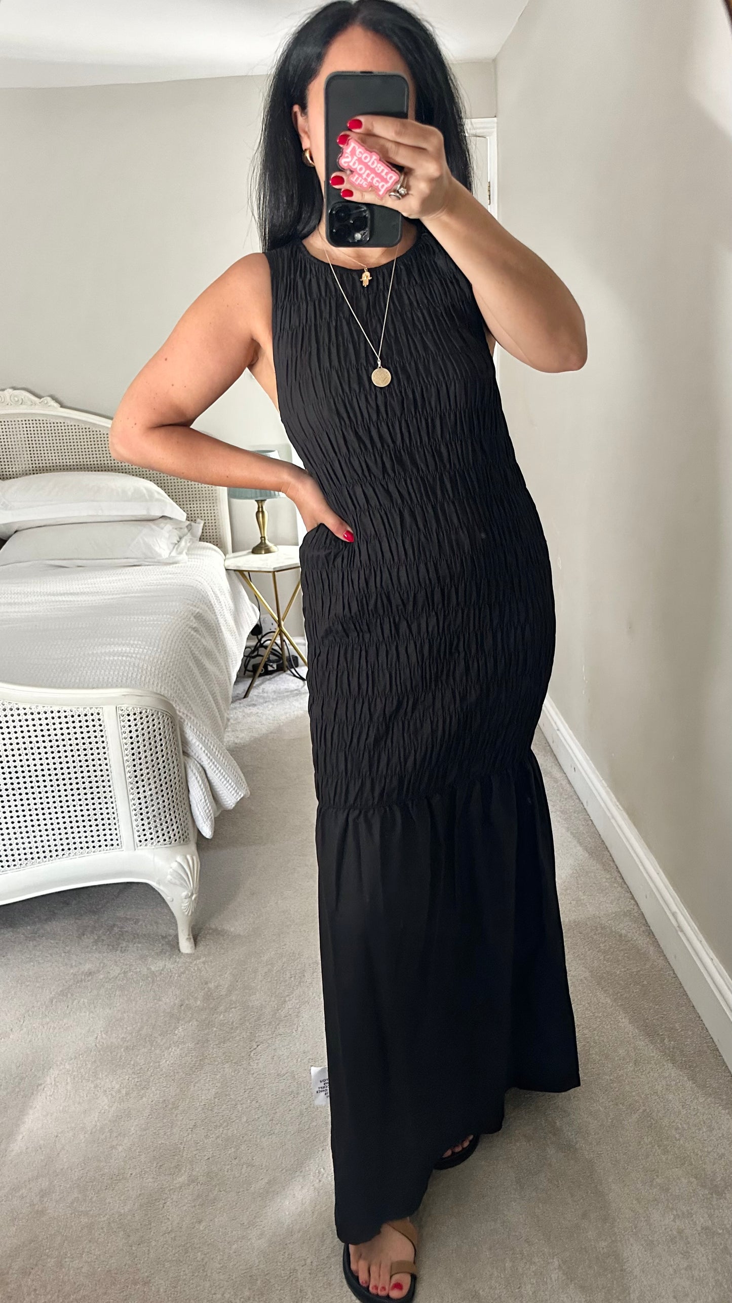 Topshop black cotton maxi dress medium large new bnwt UK 10 12 14
