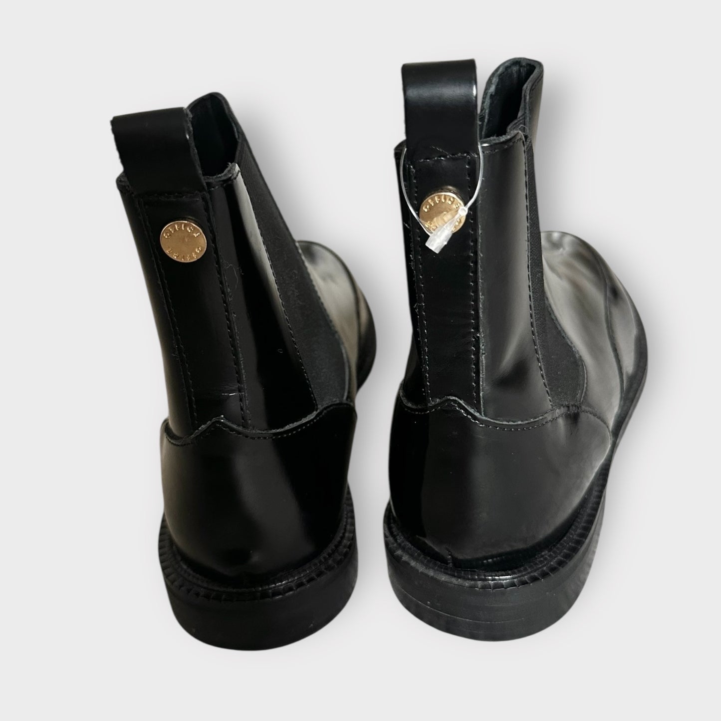 Office patent black mid length ankle leather boot EU 39 new bnwot w25