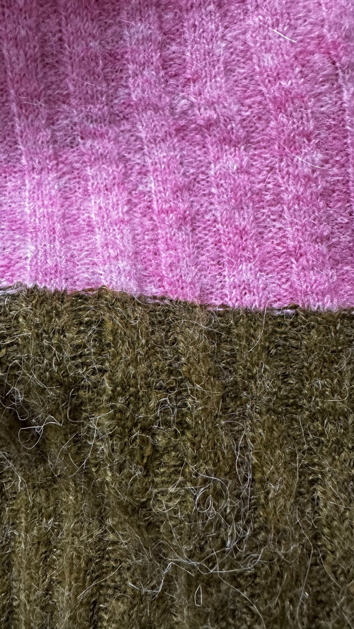 Ichi pink green cream colour block alpaca blend knitted jumper UK 10 vgc XMS25