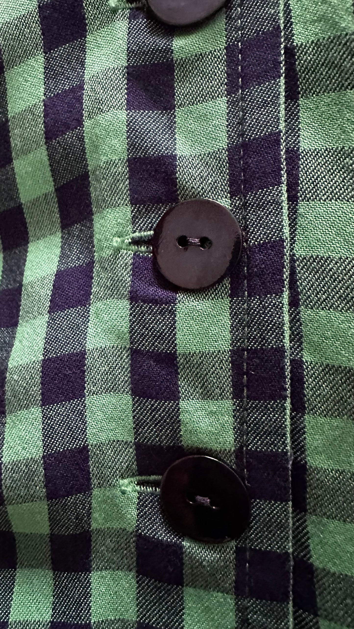 Kitri Green green gingham check button up midi dress small UK 8 vgc