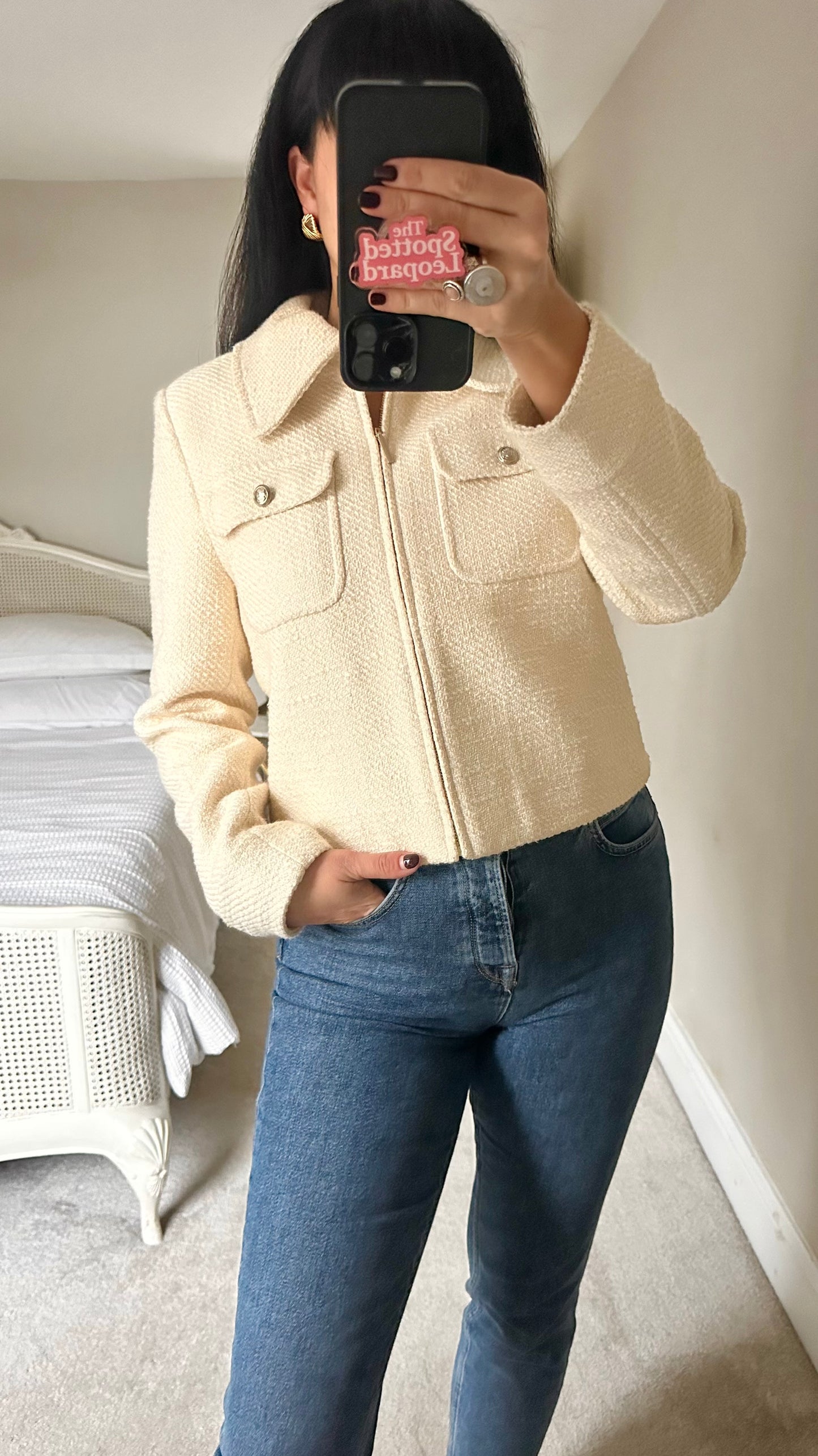 & other stories cream white tailored boxy jacket blazer medium UK 12 vgc