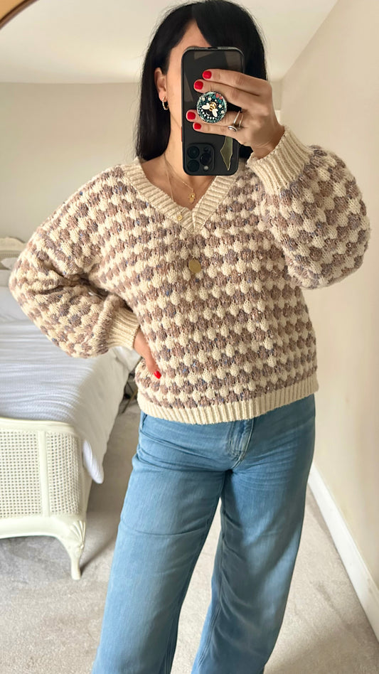 By Clara knitted cream beige jumper large extra large UK 12-14 vgc