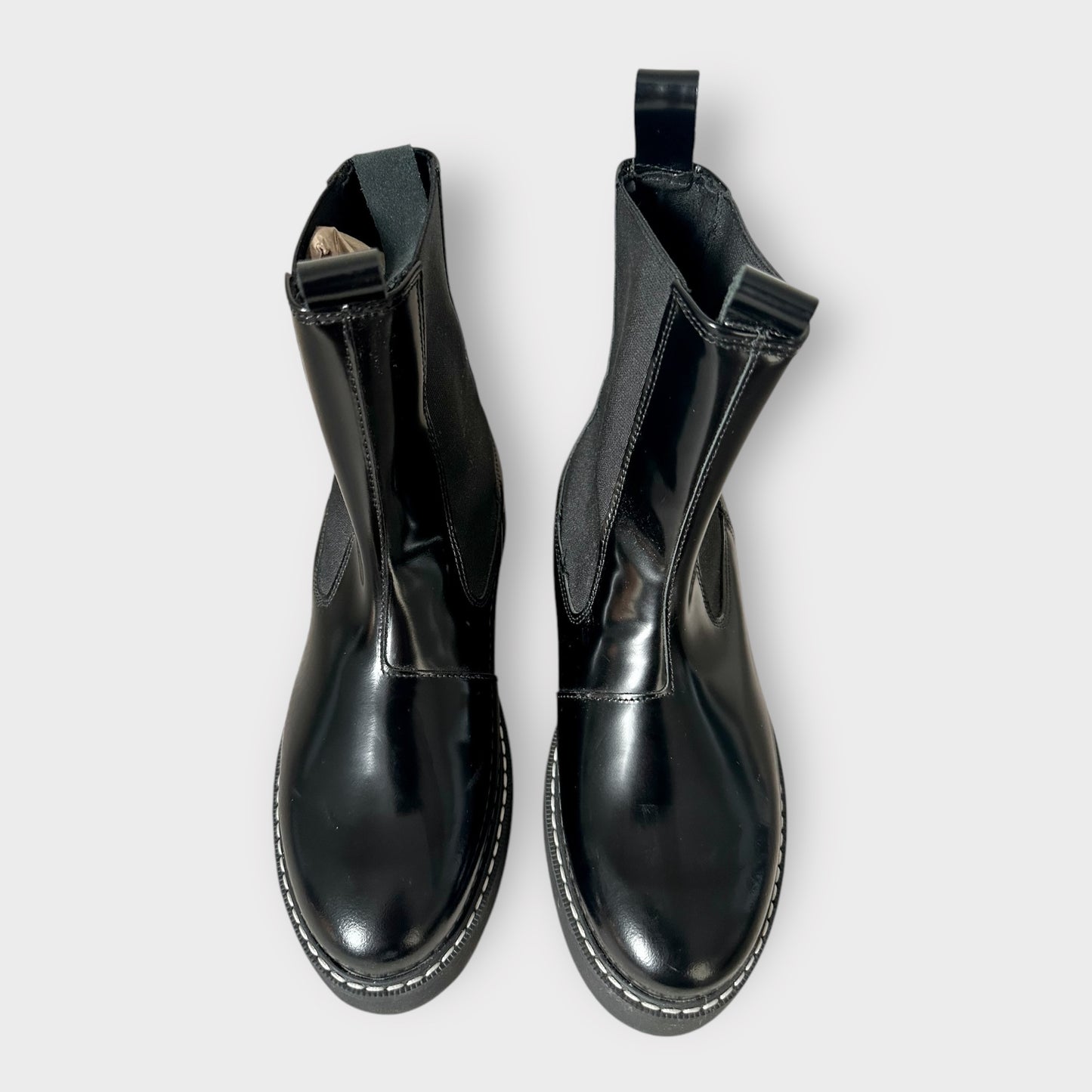 Pilcro @ Anthropologie black patent leather Chelsea boot shoes EU 38 new bnwot