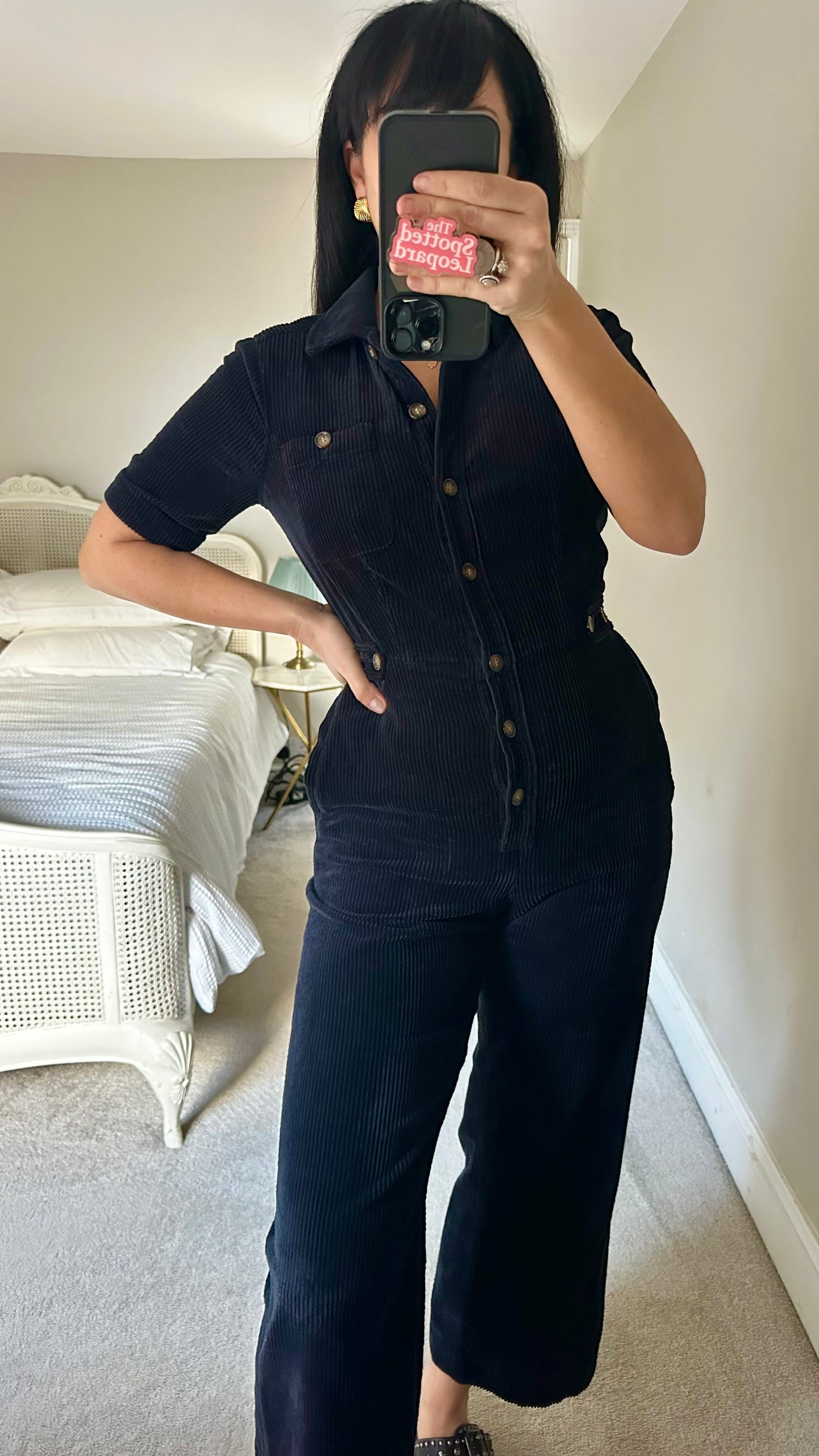 & other stories black corduroy jumpsuit playsuit small UK 8