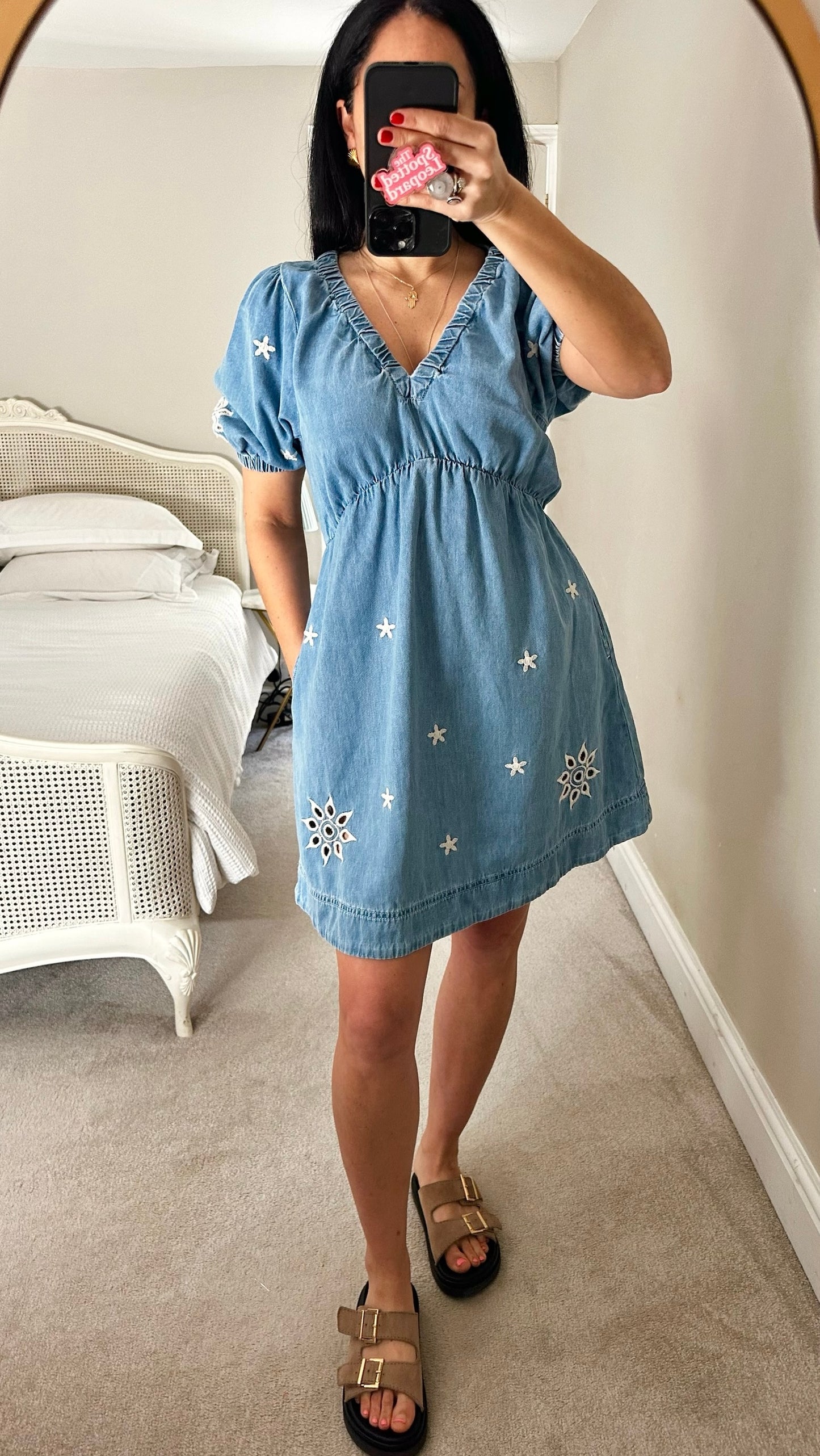 Oliver Bonas blue denim jeans mini dress small UK 10 vgc