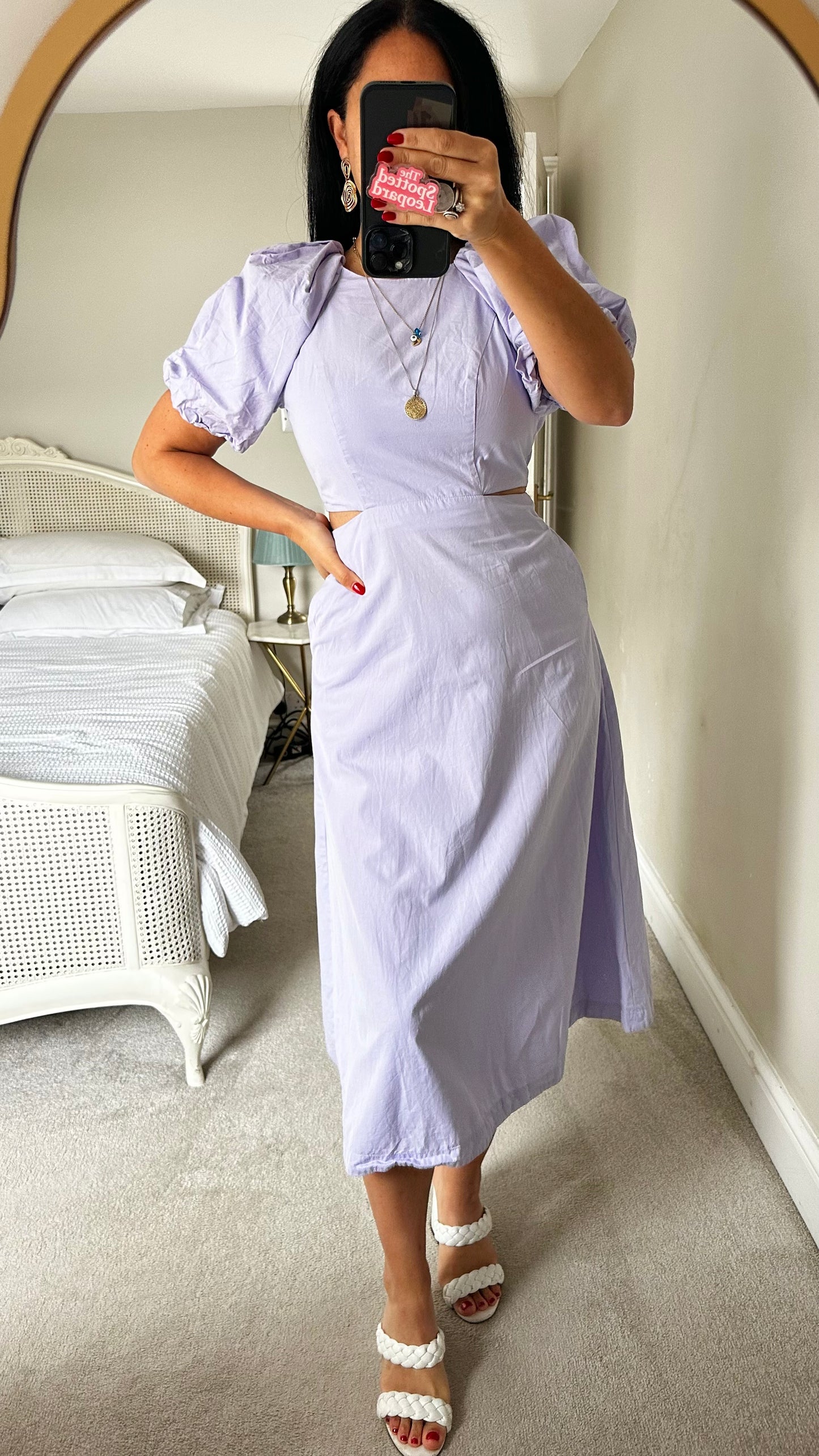 Anthropologie lilac cut out cotton midi long event dress small UK 8 vgc