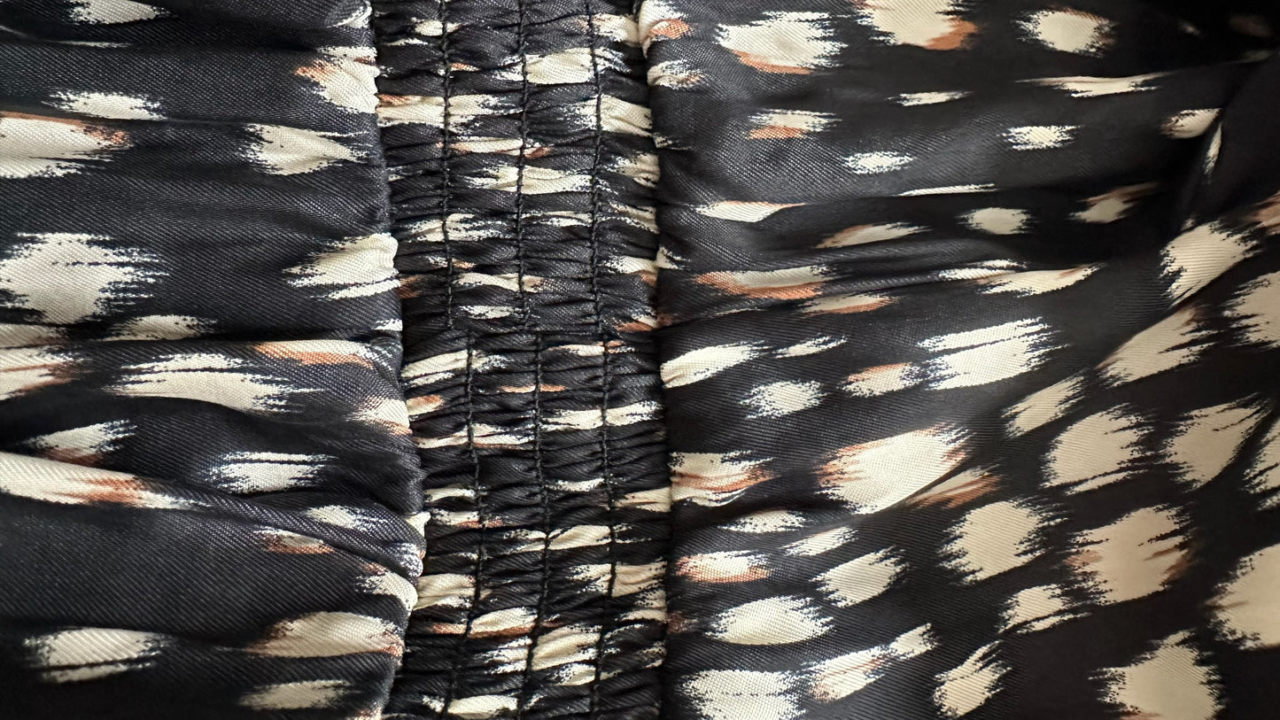HUSH black cream animal print stretch waist event jumpsuit UK 10 vgc