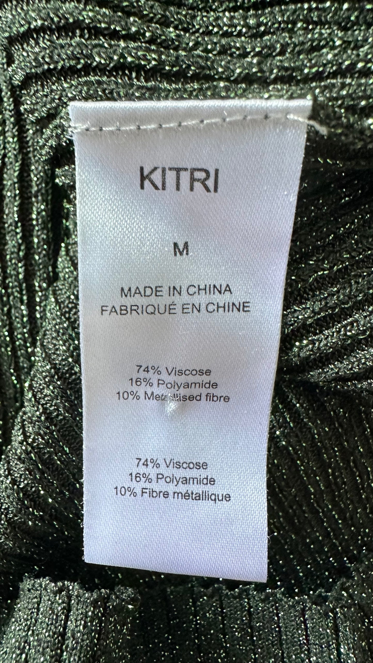 KITRI emerald green sparkle knitted mid length dress medium UK 10 12 vg