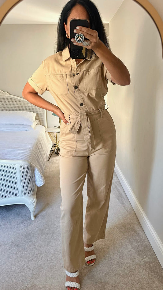 Nobody’s child beige belted utility boilersuit small S UK 8 vgc