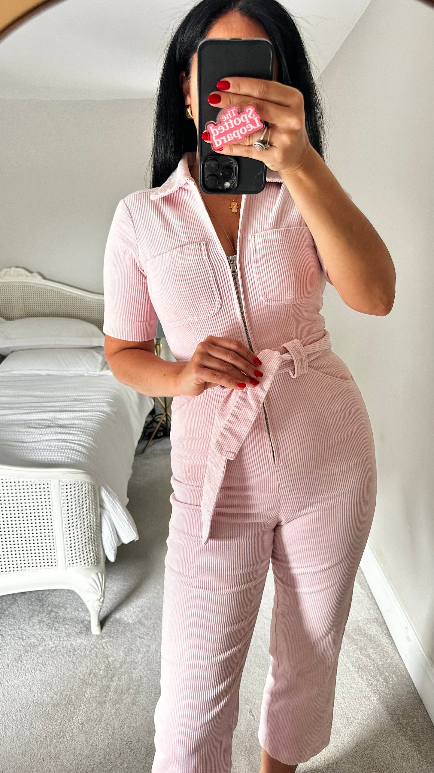 & other stories light pink rose corduroy jumpsuit playsuit boiler suit small UK 8 vgc