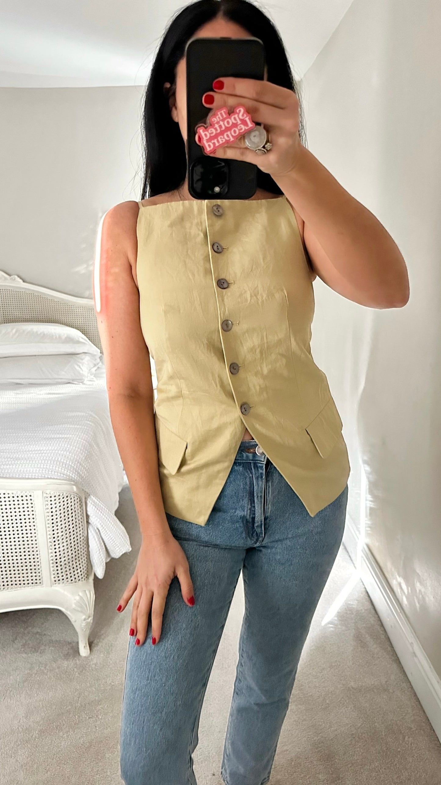 & other stories butter yellow cream button up waist coat top S Small UK 8 excellent used condition