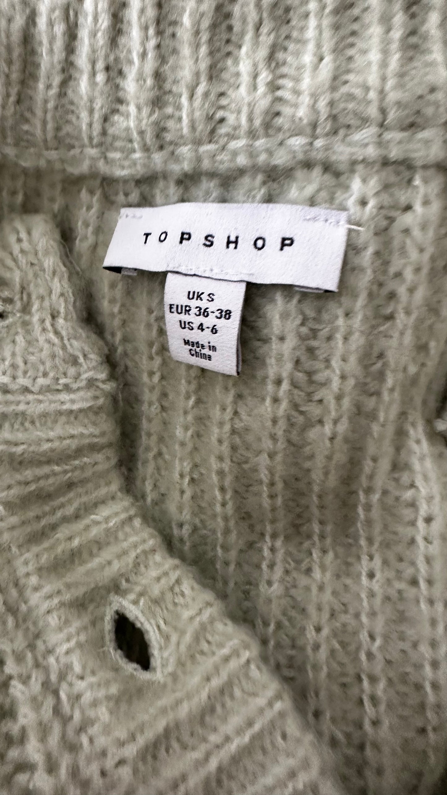 Topshop mint green knitted cardigan jumper small UK 8 vgc