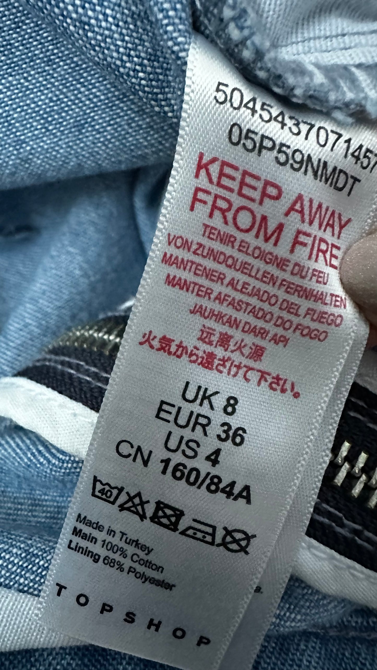 Topshop light blue denim jeans boiler suit jumpsuit small medium UK 6 8 12