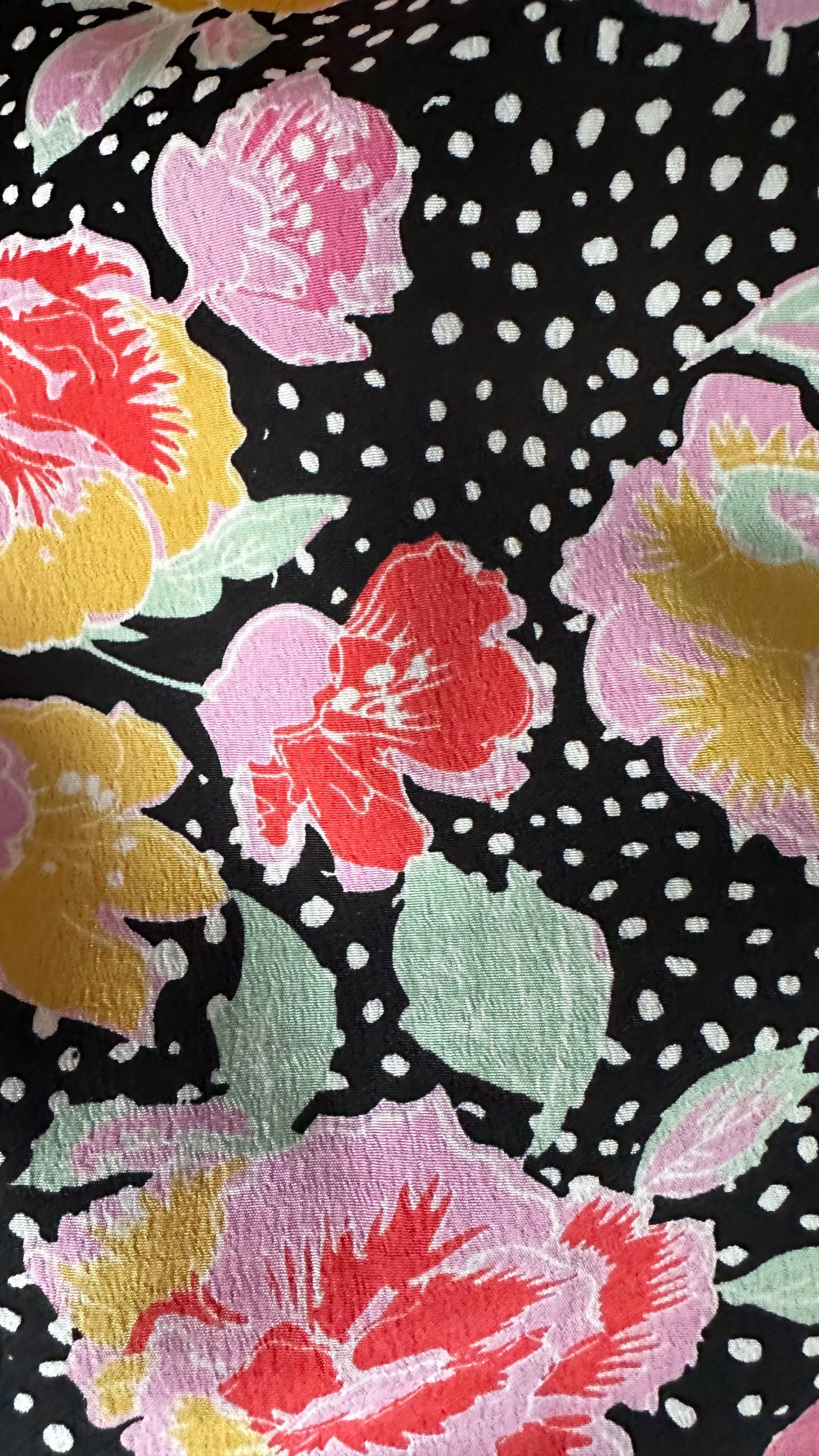 Topshop black pink red floral side split event dress midi polka dot small medium UK 8 14 vgc event