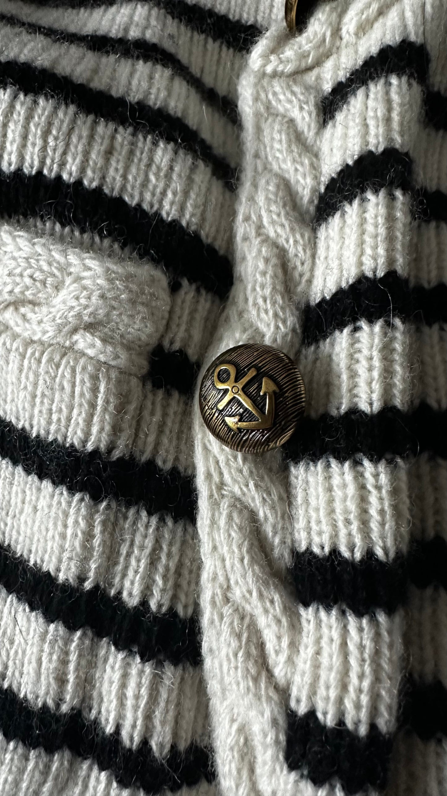 Suncoo black white stripe cardigan wool blend knitted jumper small UK 8-10