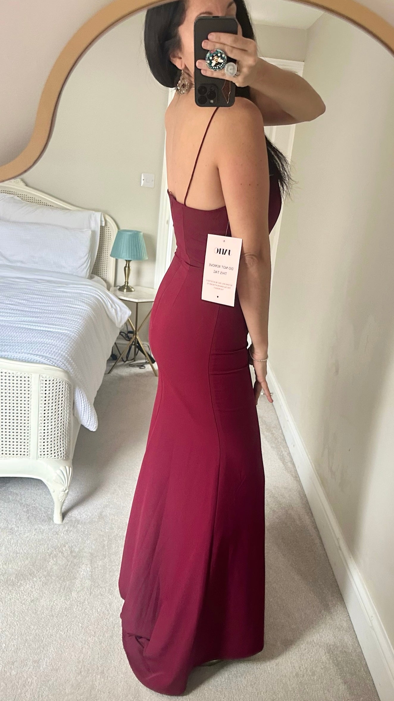 JARLO burgundy fitted maxi dress black tie gala event medium M UK 10 NWT