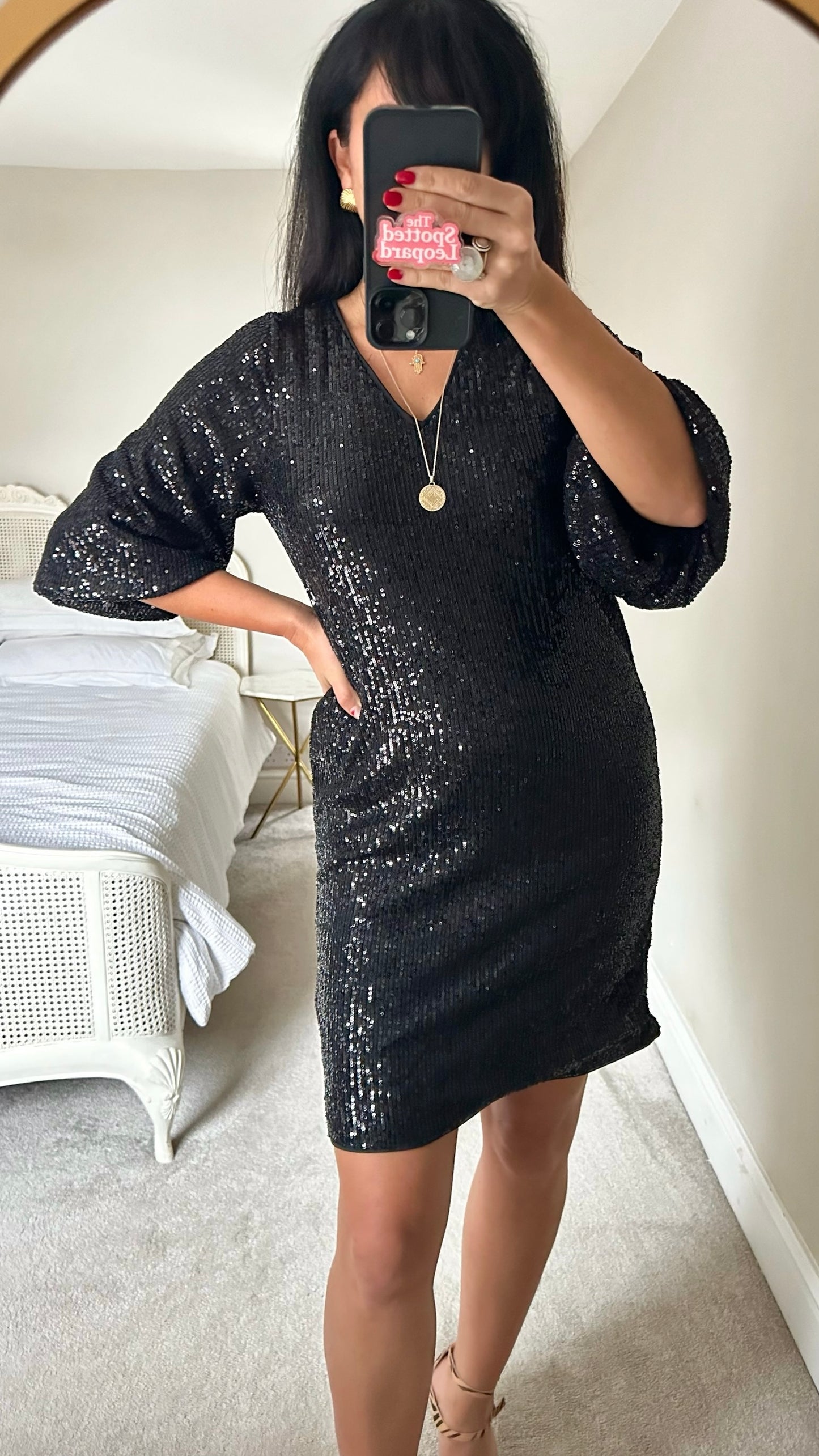 Be Young black sequin mini party dress small S UK 8-10 BNWT XMS25